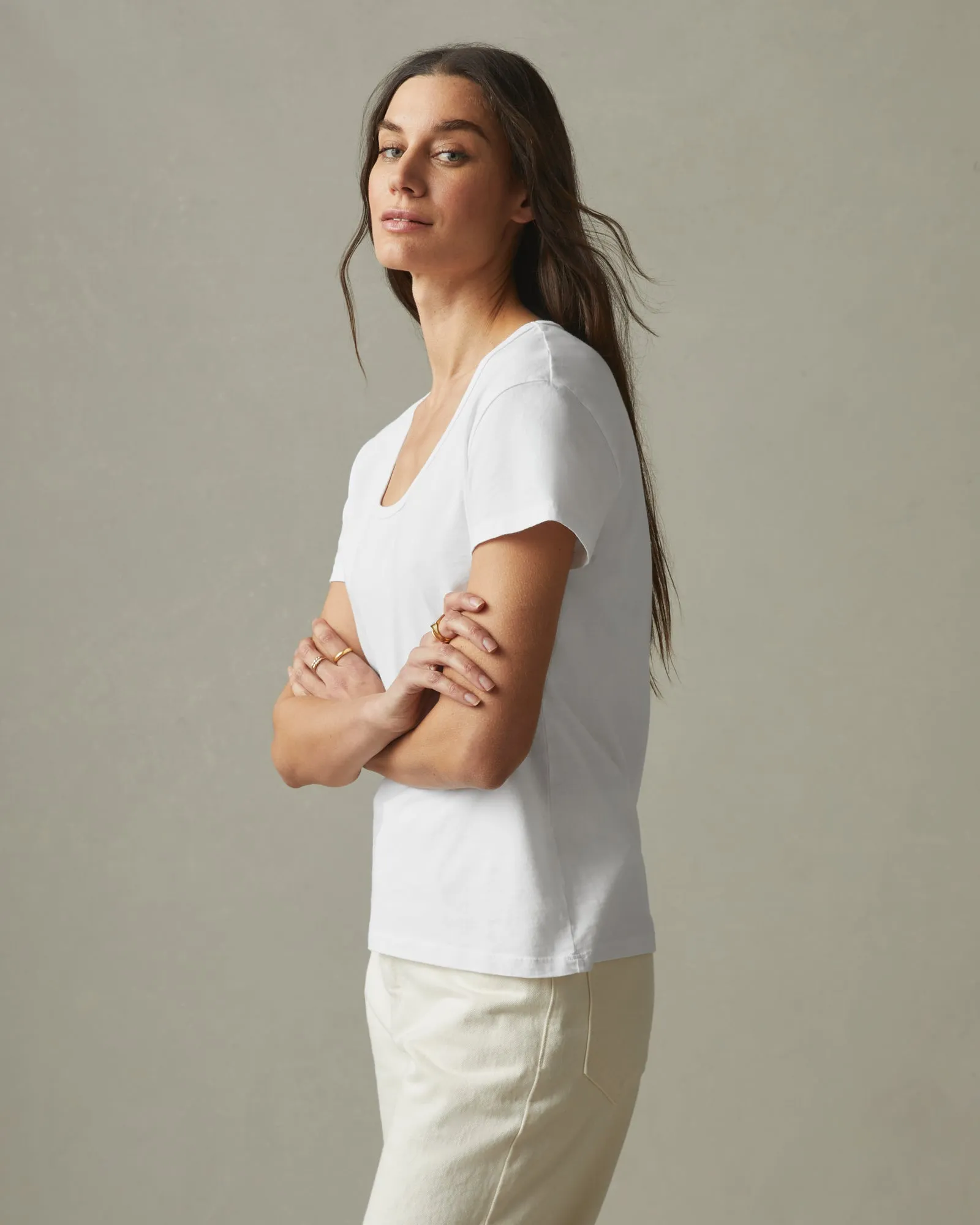 Women's Classic Cotton Scoop Tee - White sold by American Giant product image thumbnail 2