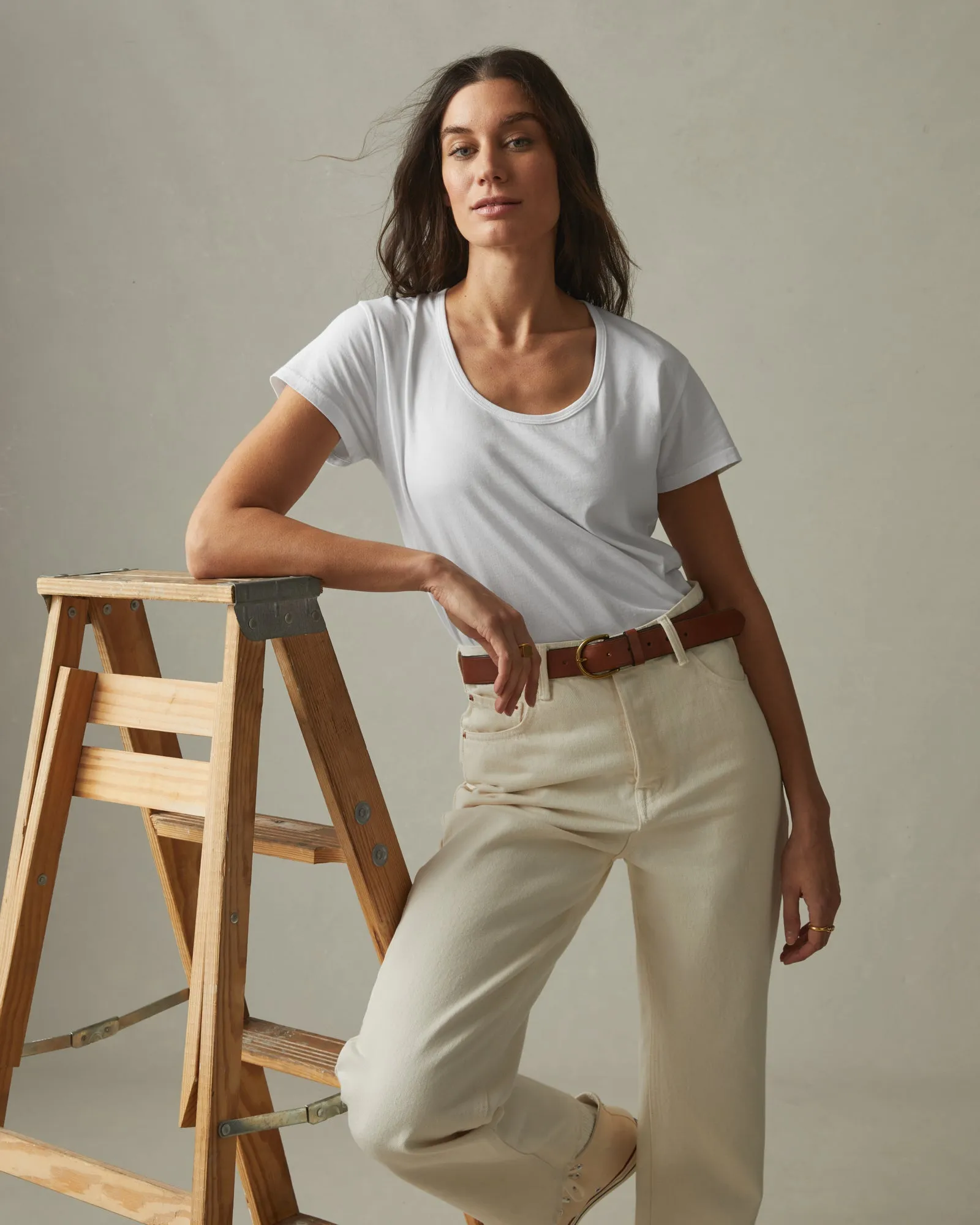 Women's Classic Cotton Scoop Tee - White sold by American Giant product image thumbnail 5