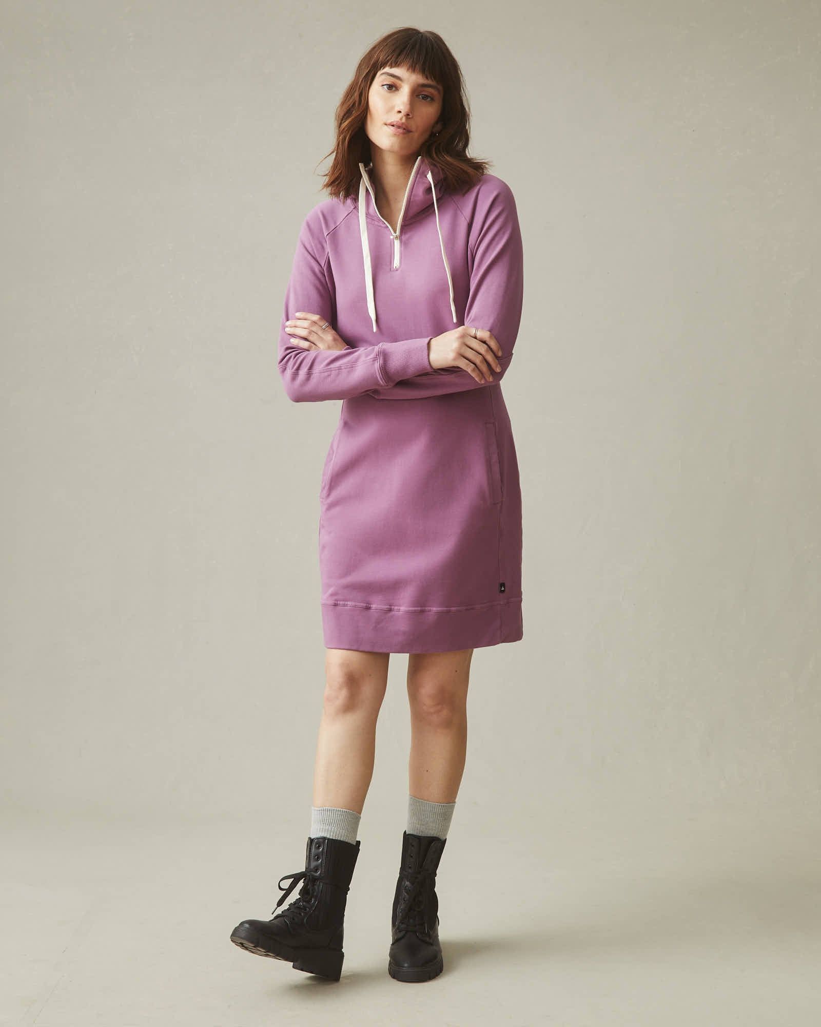 Women's Zipper Hoodie Dress - Argyle Purple sold by American Giant product image thumbnail 2