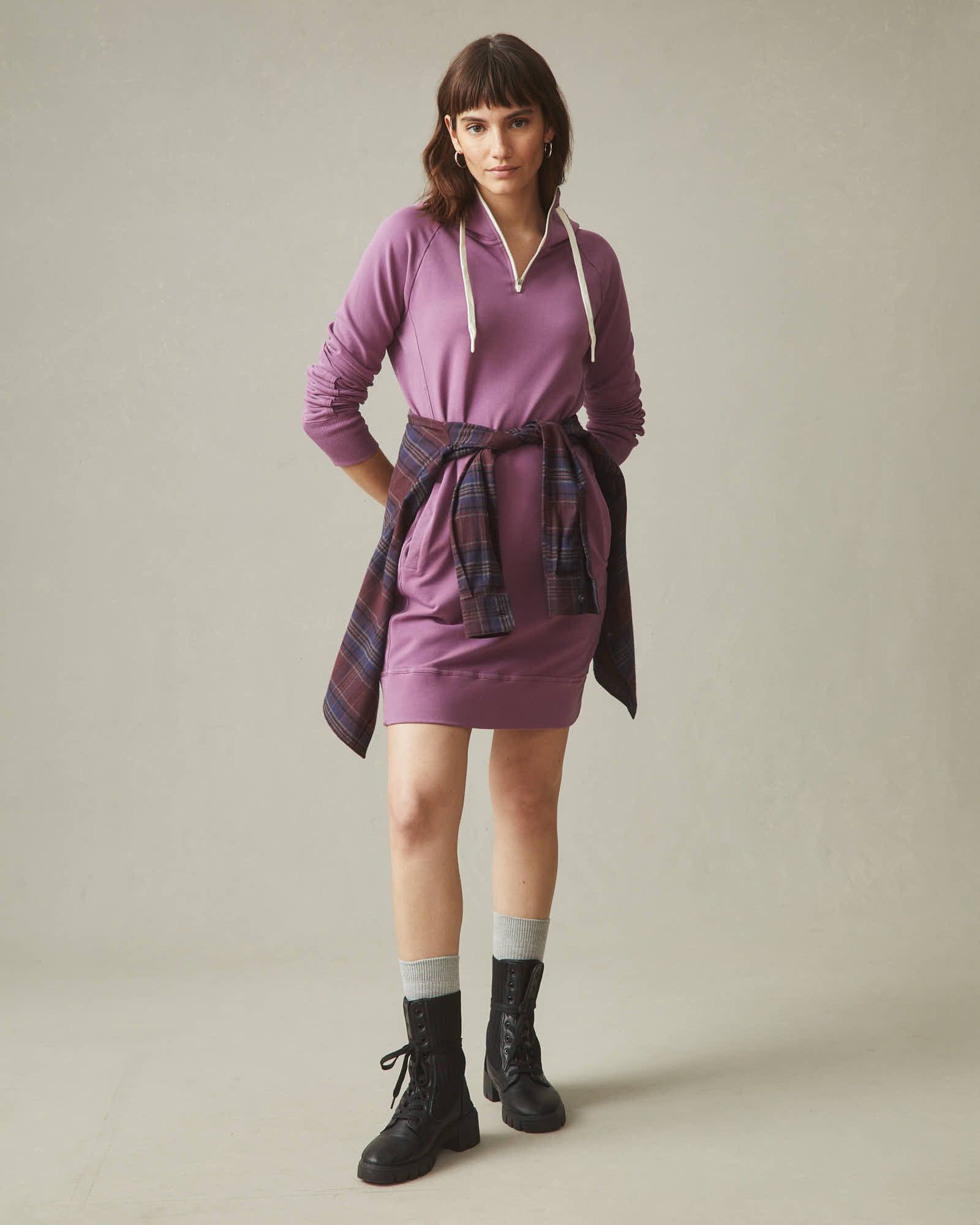 Women's Zipper Hoodie Dress - Argyle Purple sold by American Giant product image thumbnail 5