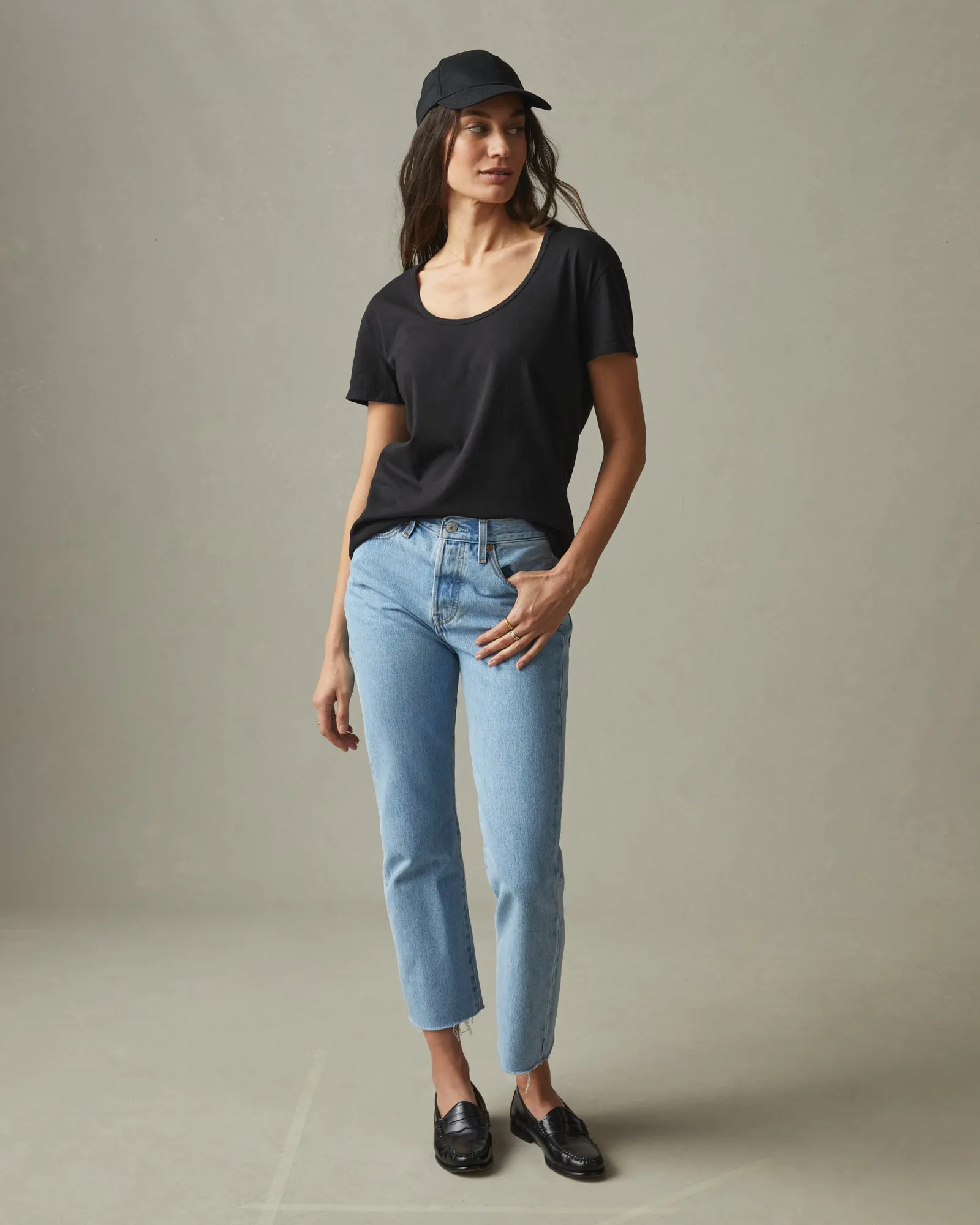 Women's Classic Cotton Scoop Tee - Black sold by American Giant product image thumbnail 5