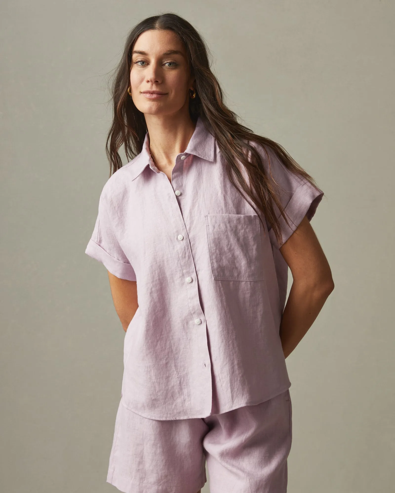 Women's Linen Shirt - Keepsake Lilac sold by American Giant