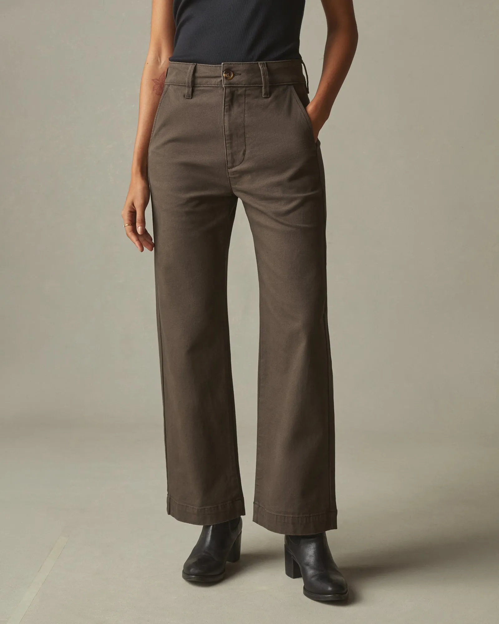 Women's Wide Leg Pant - Dark Coffee sold by American Giant
