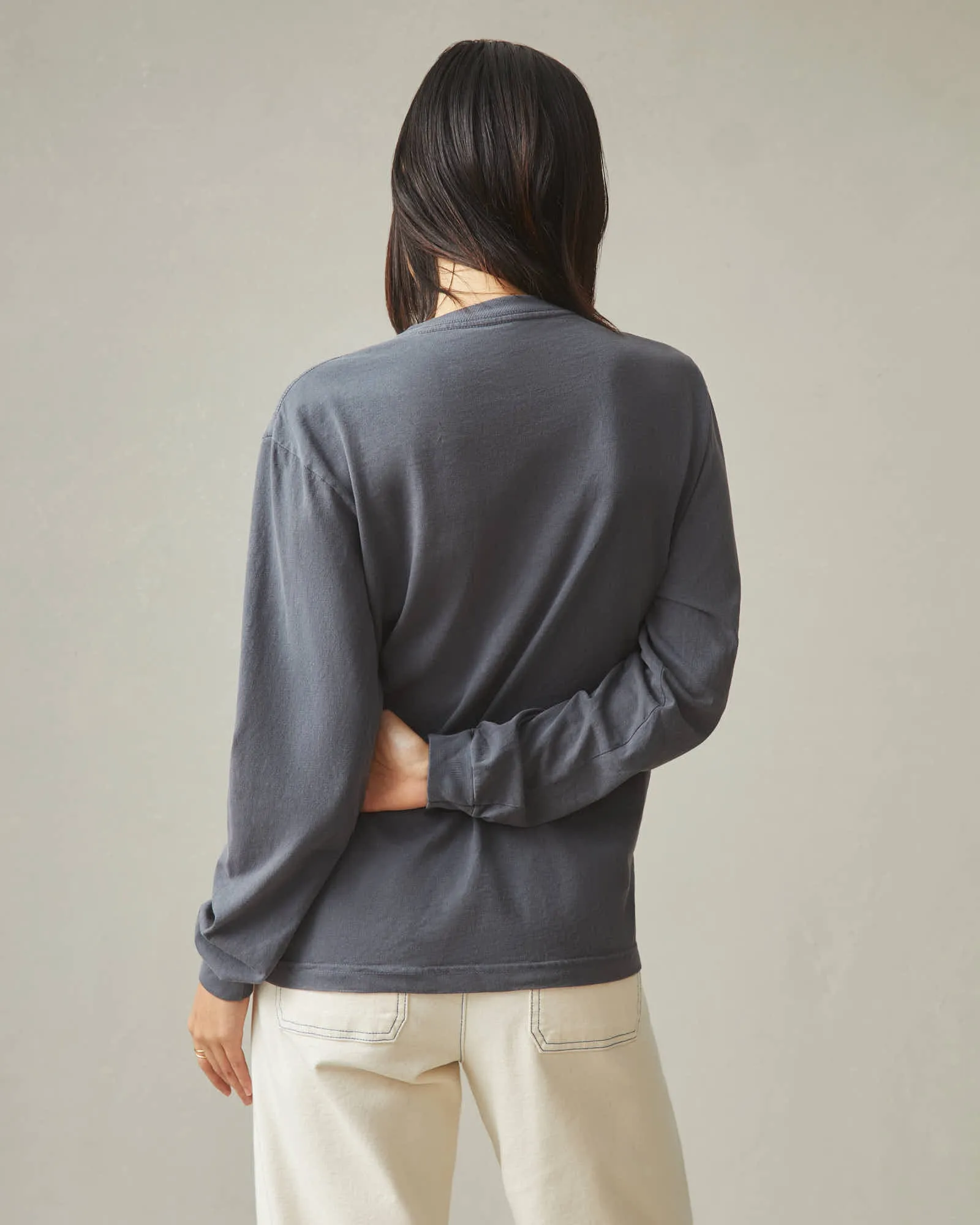 Women's Vintage Crew Long Sleeve Tee - Washed Metropolitan Grey sold by American Giant product image thumbnail 2