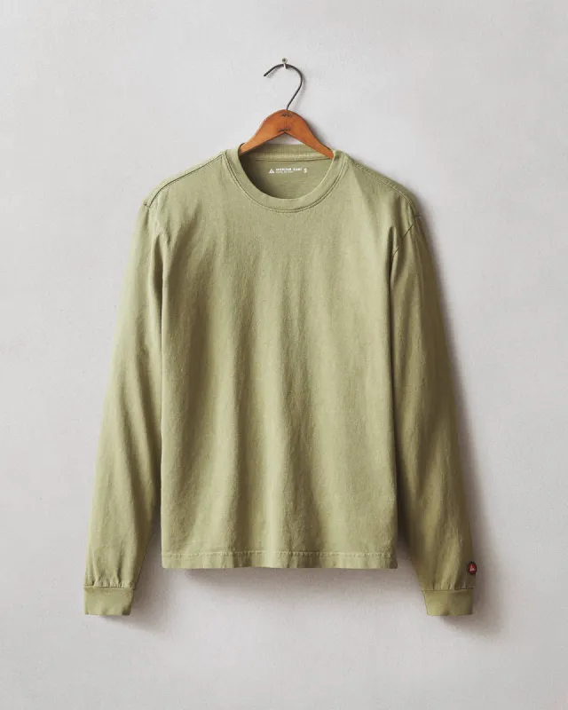 Women's Vintage Crew Long Sleeve Tee - Washed Capulet Olive sold by American Giant