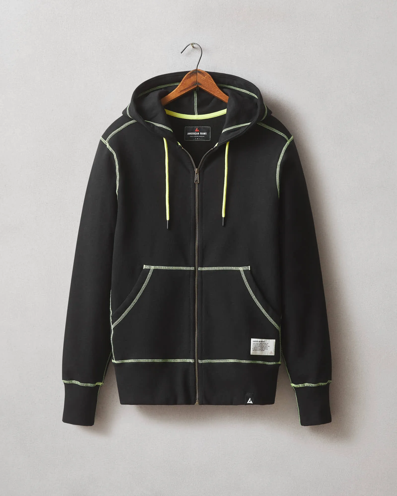 Contrast Classic Full Zip - Black sold by American Giant