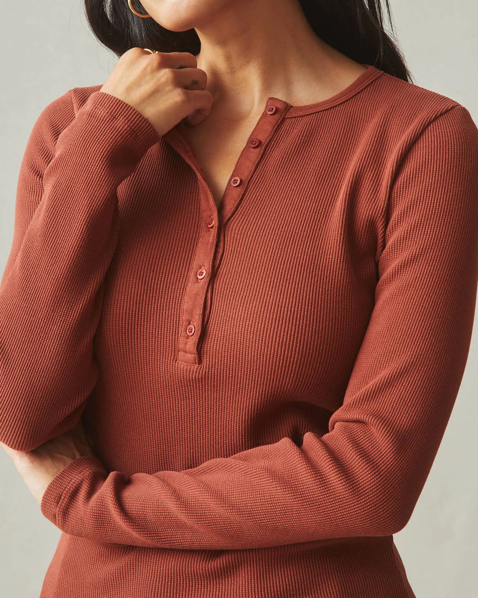 Women's Thermal Henley - Smoked Paprika sold by American Giant product image thumbnail 5