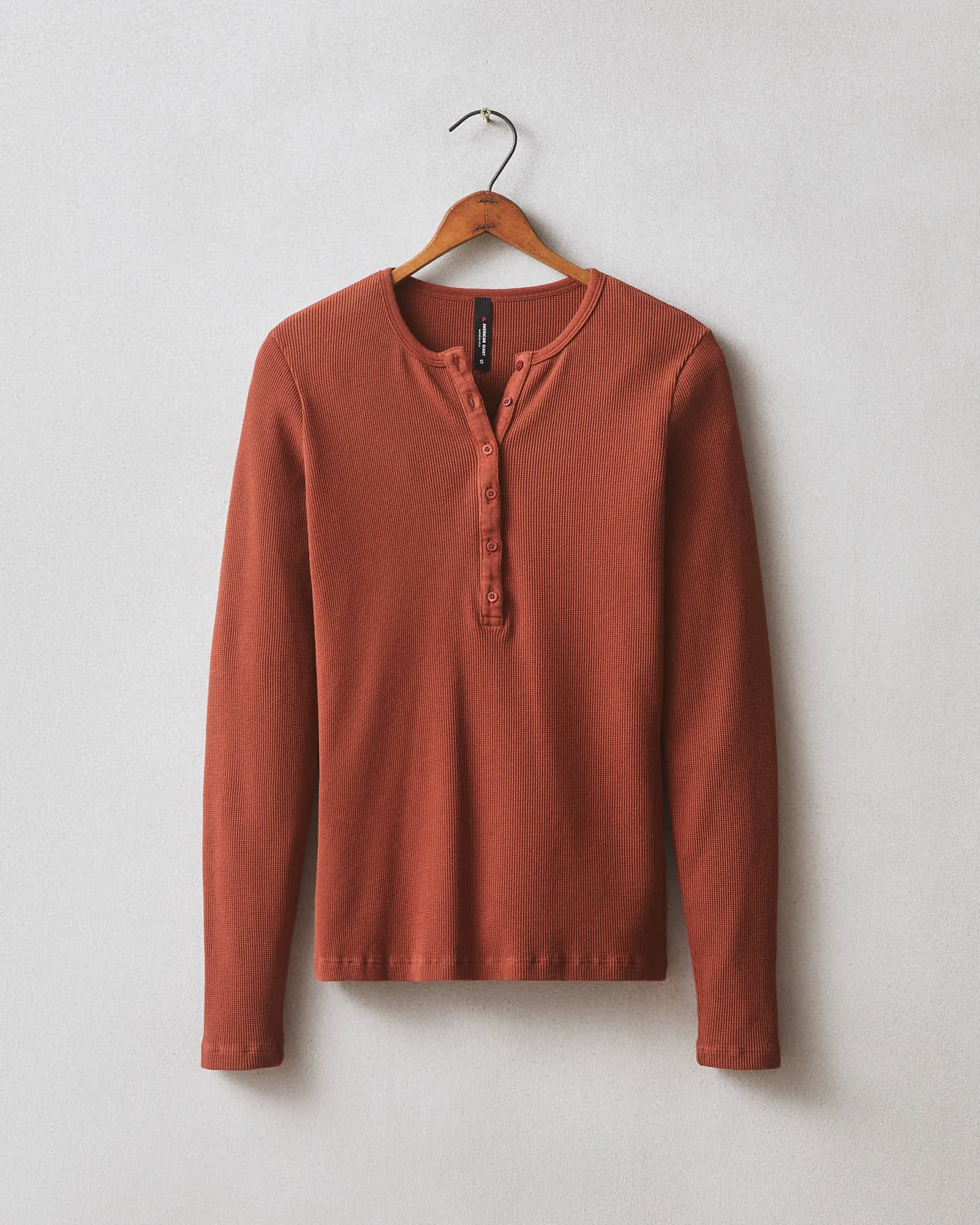 Women's Thermal Henley - Smoked Paprika sold by American Giant