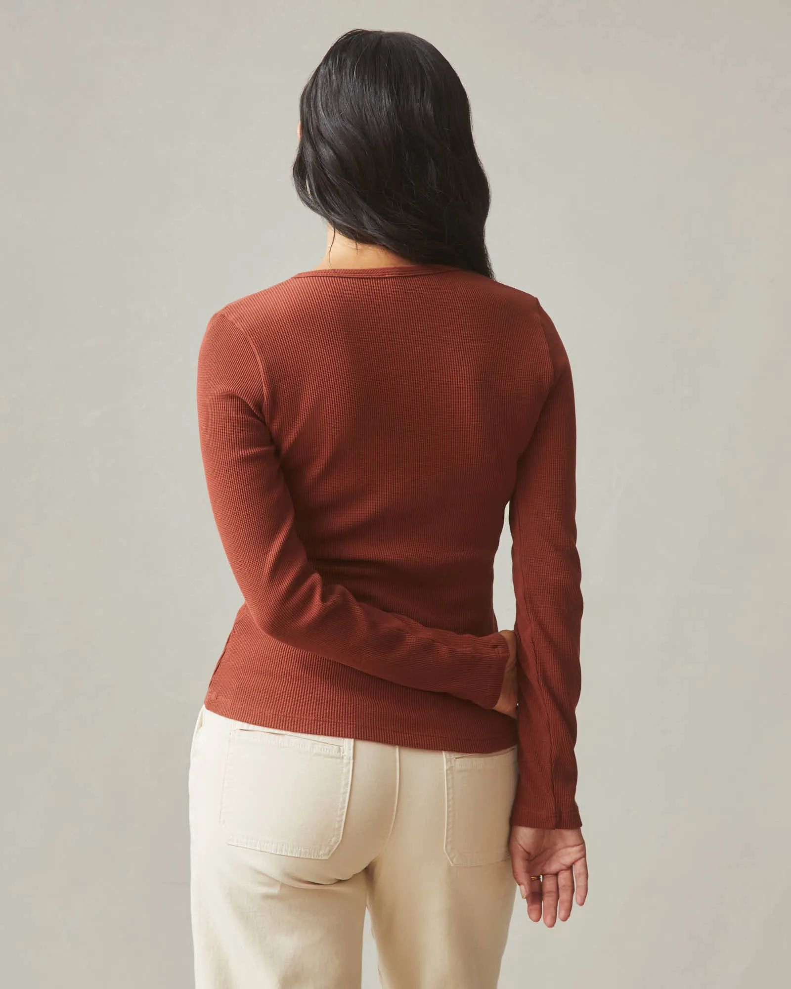 Women's Thermal Henley - Smoked Paprika sold by American Giant product image thumbnail 4