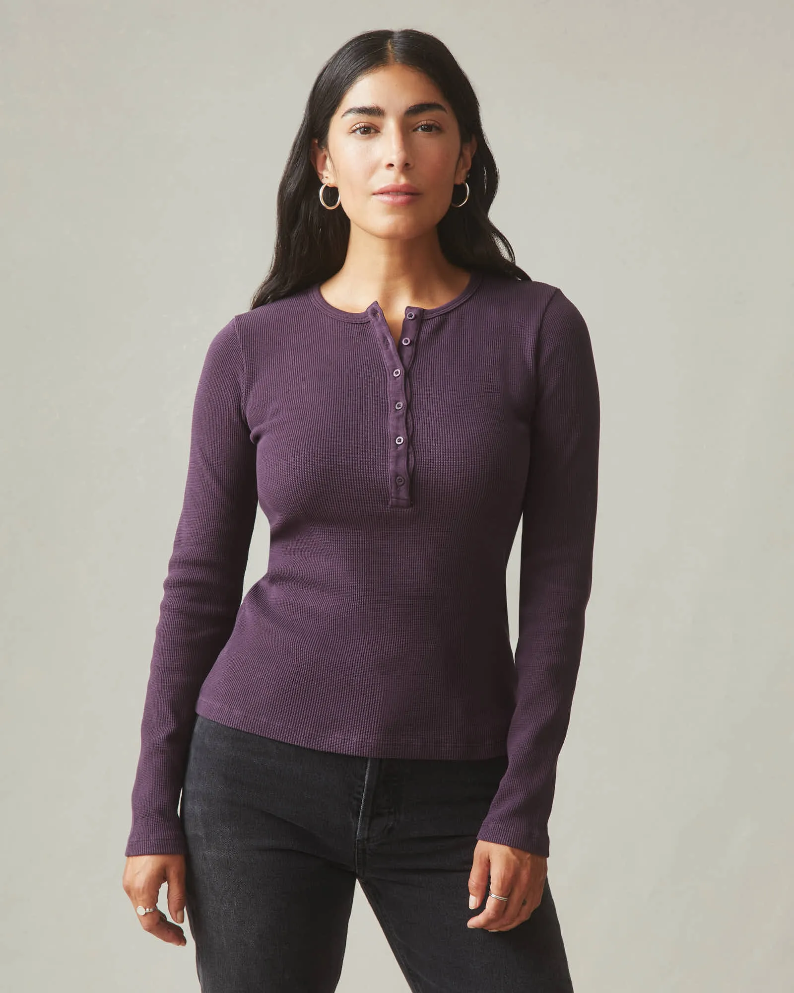 Women's Thermal Henley - Grapeseed sold by American Giant product image thumbnail 2