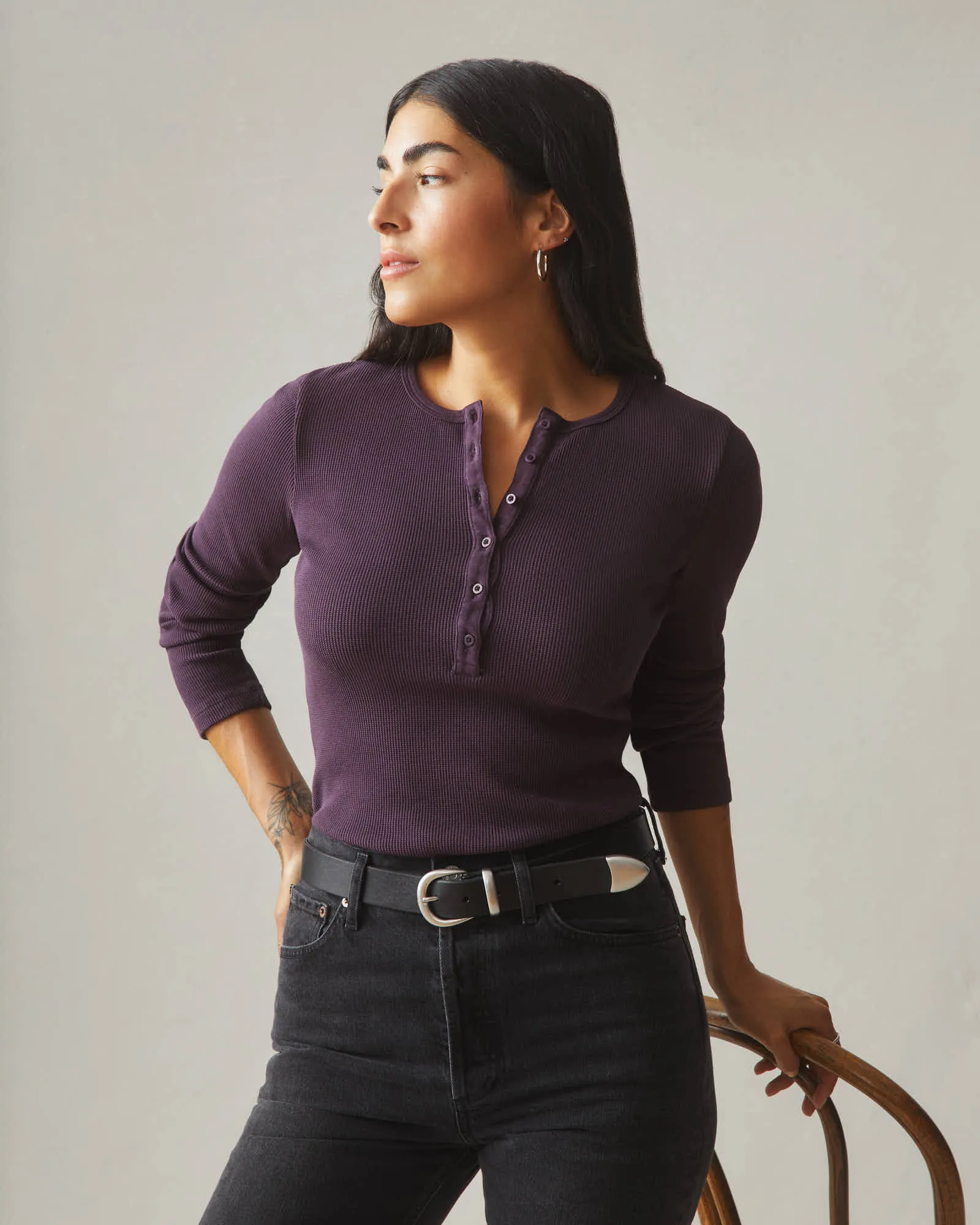 Women's Thermal Henley - Grapeseed sold by American Giant product image thumbnail 5