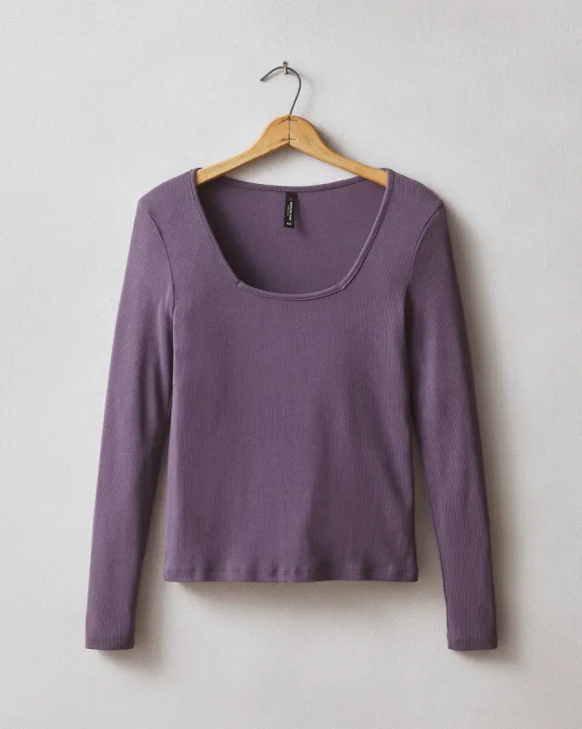 Women's Luxe Rib Square Neck Long Sleeve - Vintage Violet sold by American Giant