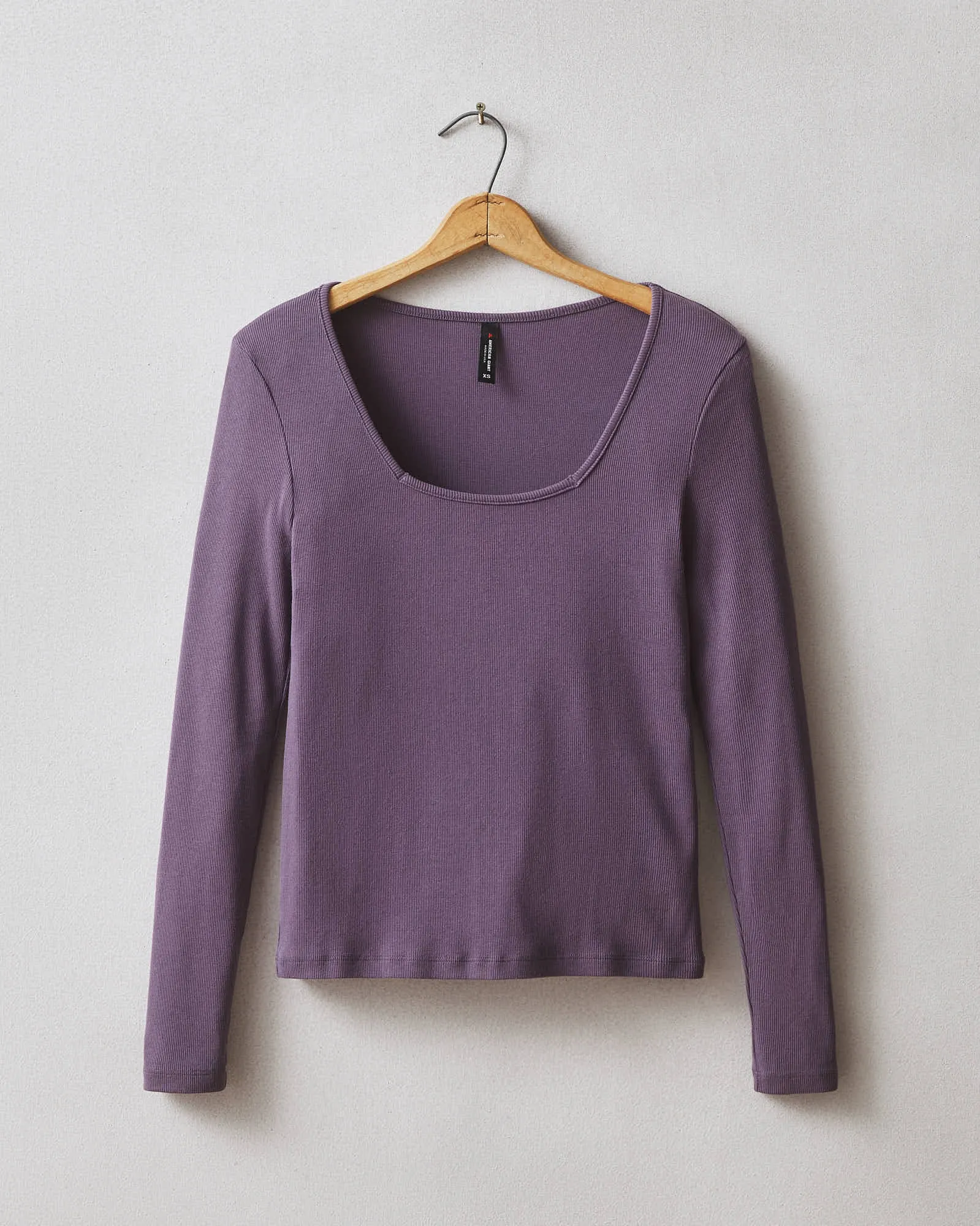Women's Luxe Rib Square Neck Long Sleeve - Vintage Violet sold by American Giant
