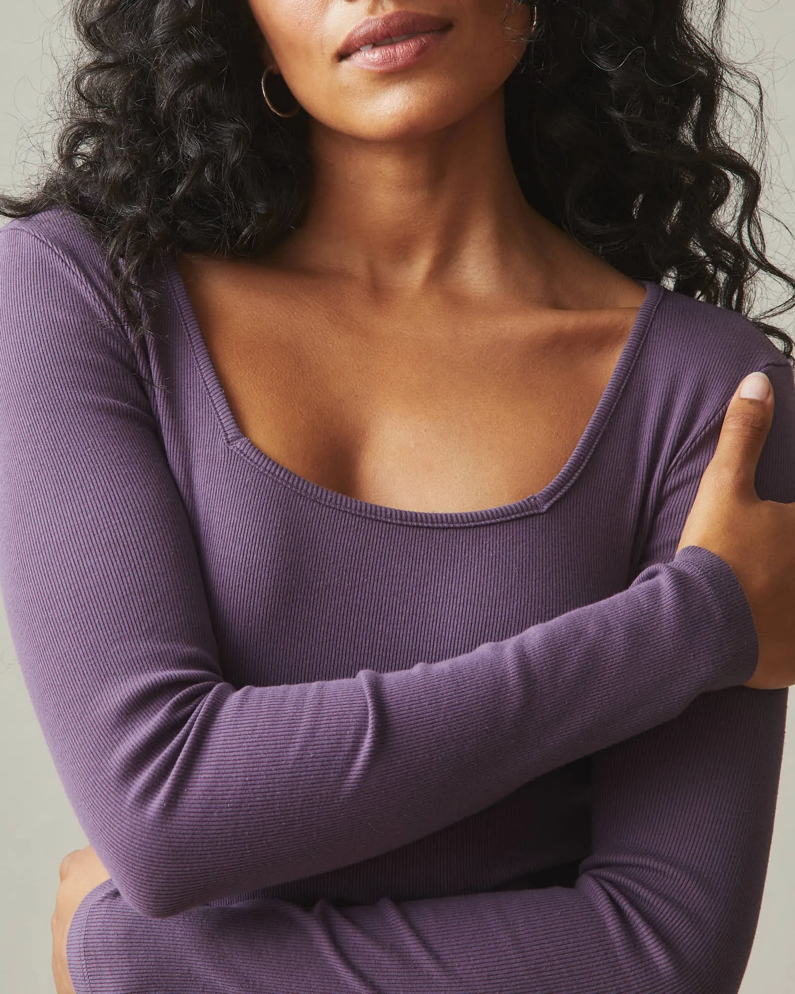 Women's Luxe Rib Square Neck Long Sleeve - Vintage Violet sold by American Giant product image thumbnail 4