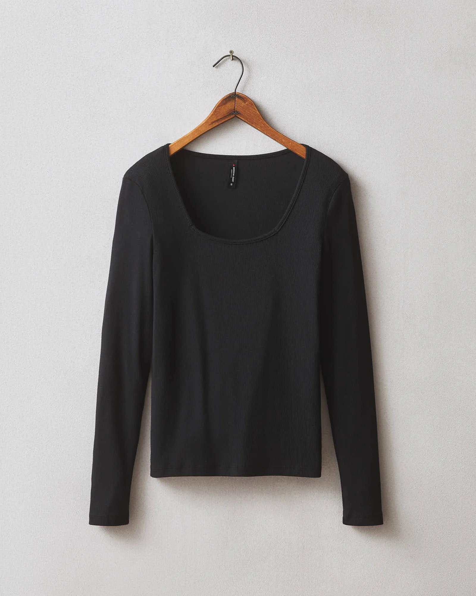 Women's Luxe Rib Square Neck Long Sleeve - Black sold by American Giant