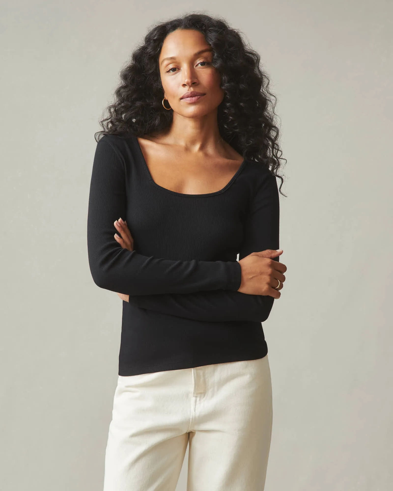 Women's Luxe Rib Square Neck Long Sleeve - Black sold by American Giant product image thumbnail 2