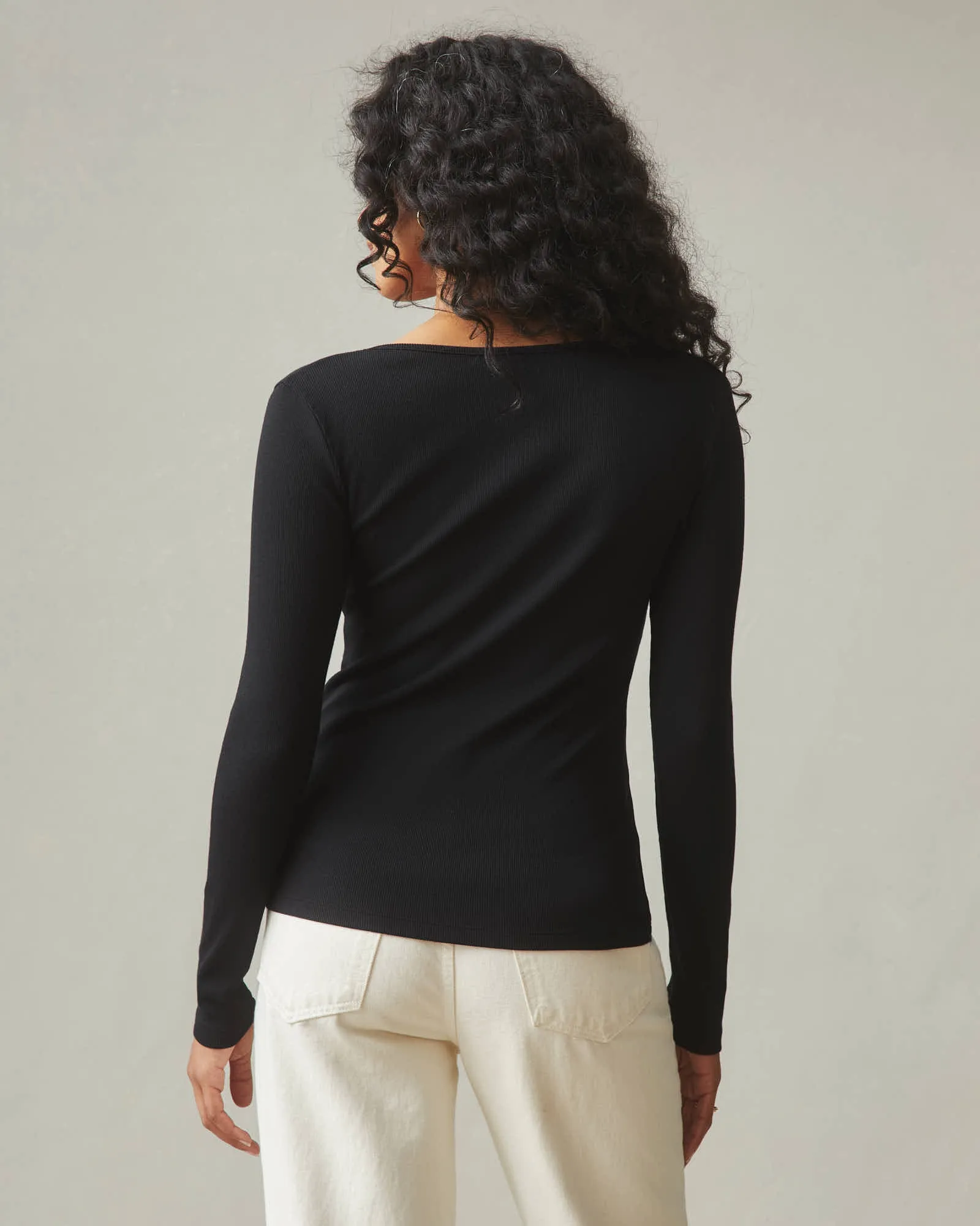 Women's Luxe Rib Square Neck Long Sleeve - Black sold by American Giant product image thumbnail 3