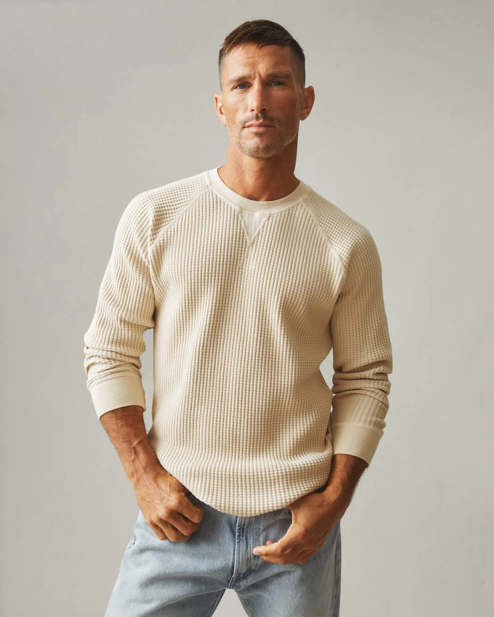 Waffle Crew Long Sleeve - Creme Brulee sold by American Giant product image thumbnail 2