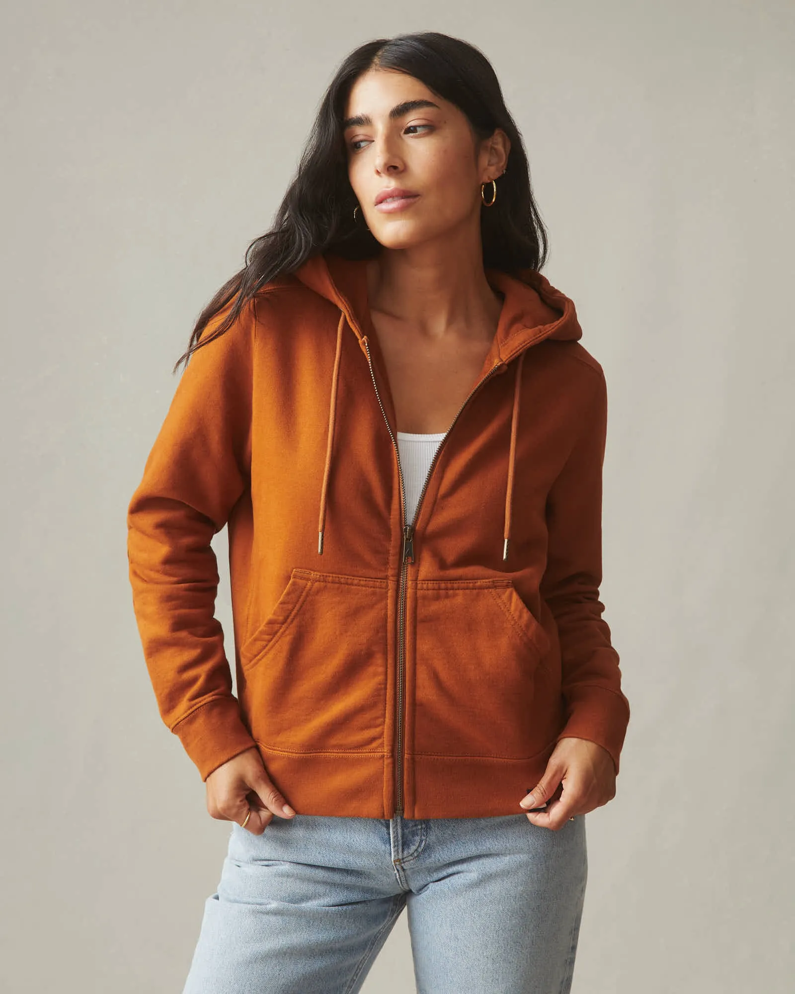 Women's Relaxed Classic Full Zip - Caramel Cafe sold by American Giant product image thumbnail 3