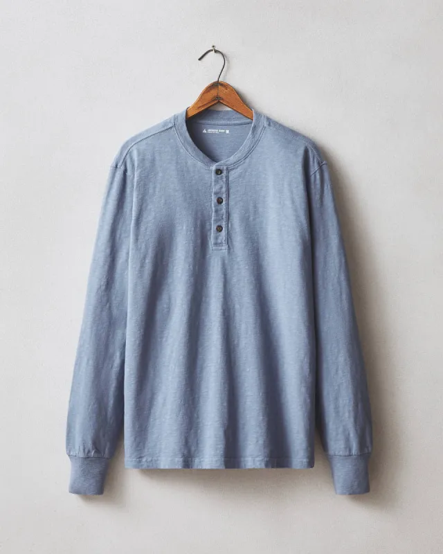 Men's Premium Slub Long Sleeve Henley - Wild Wind made by American Giant