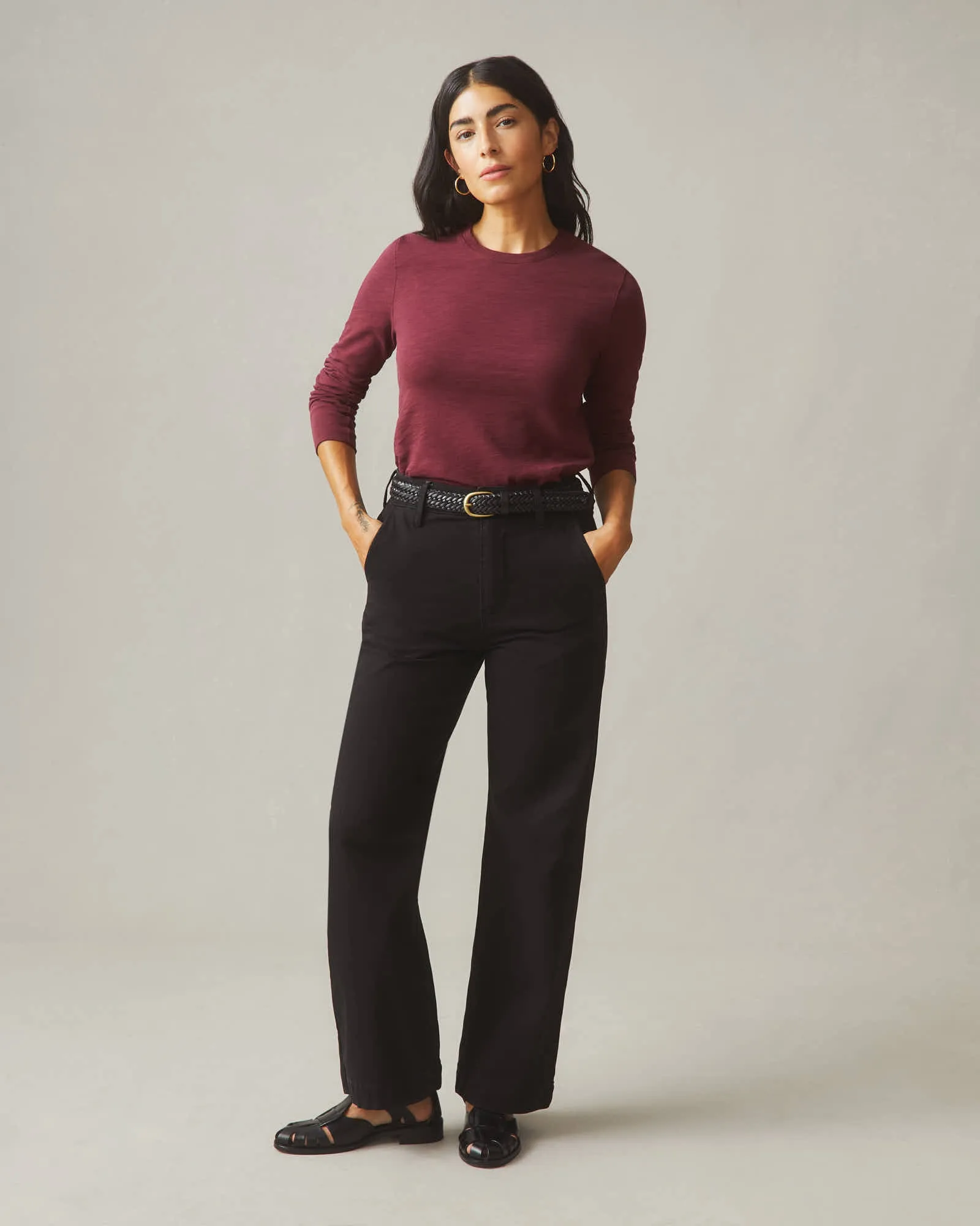 Women's Premium Slub Long Sleeve Crew Tee - Zinfandel sold by American Giant product image thumbnail 5