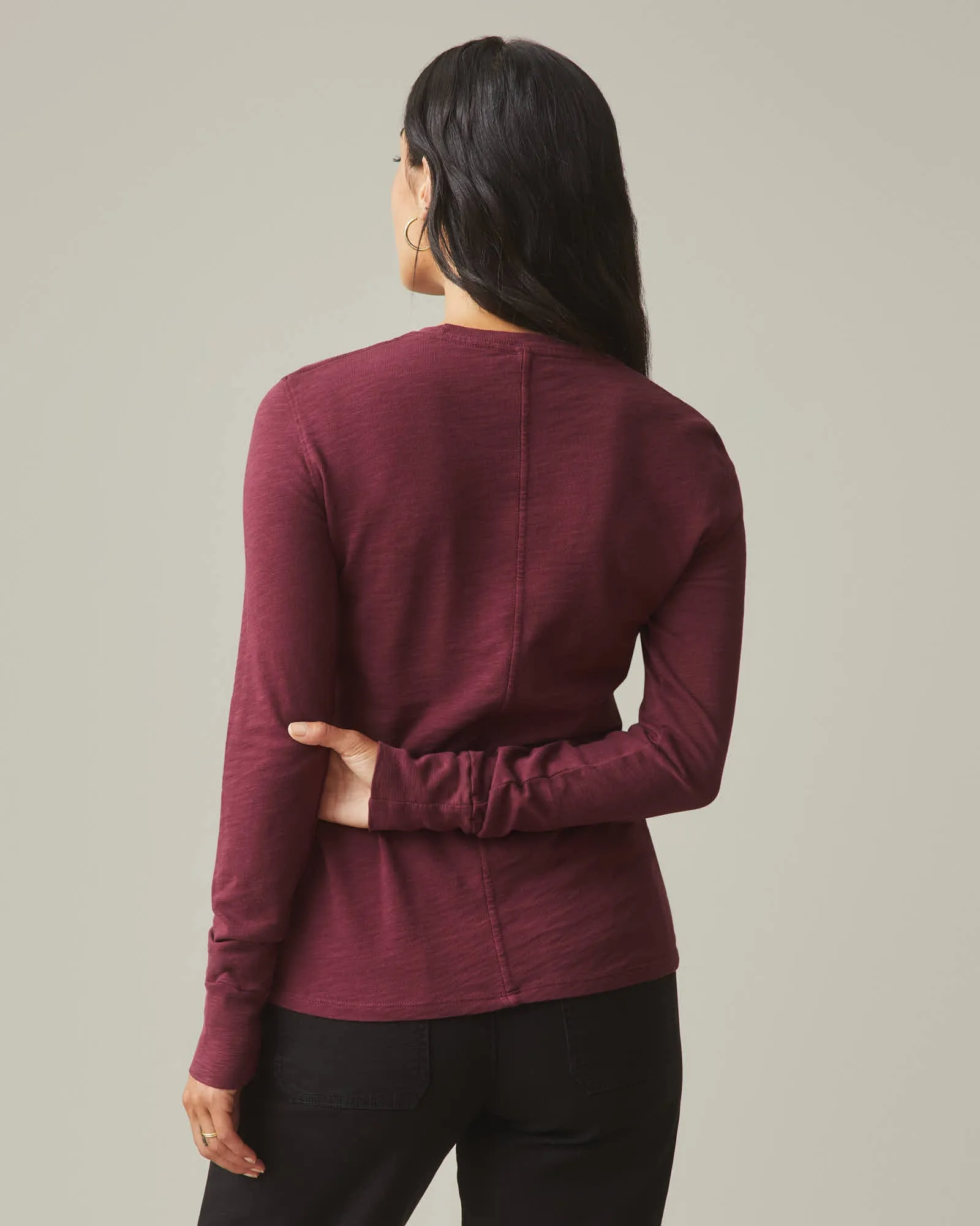 Women's Premium Slub Long Sleeve Crew Tee - Zinfandel sold by American Giant product image thumbnail 3