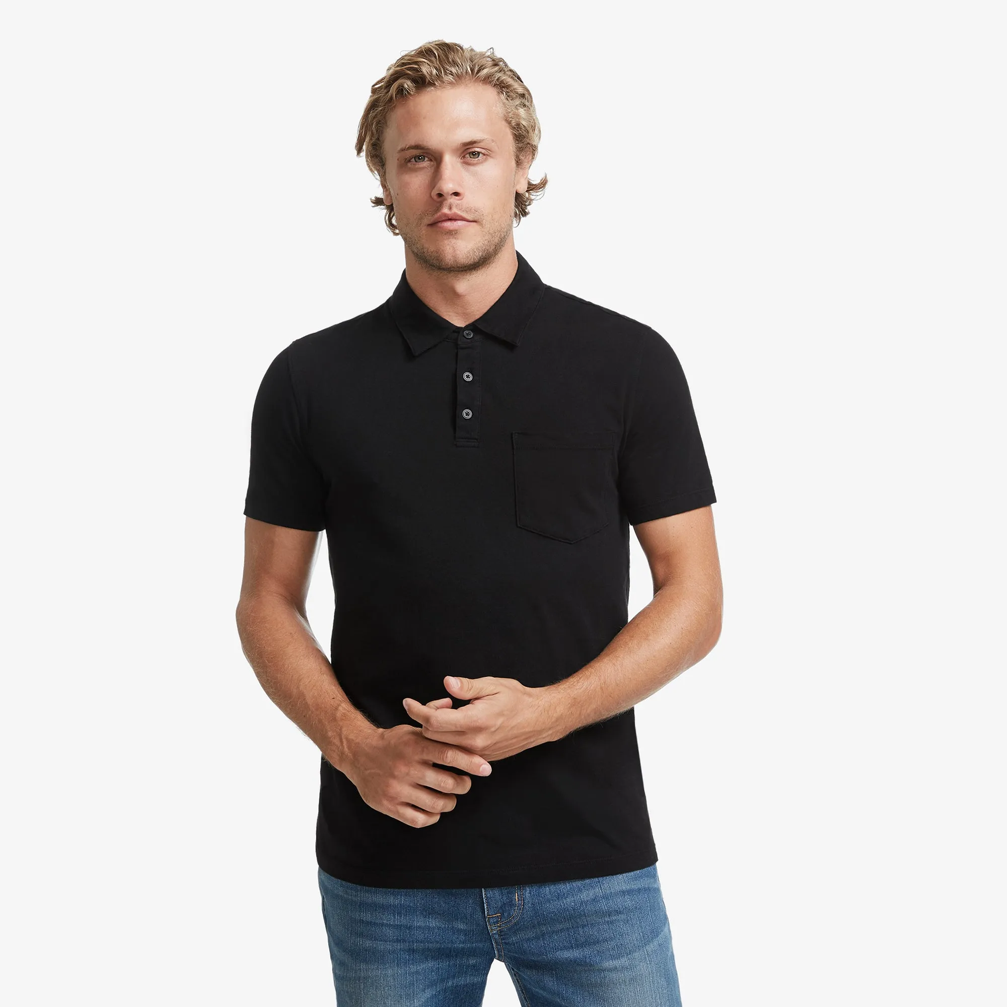 Men's Classic Cotton Polo - Black sold by American Giant product image thumbnail 3