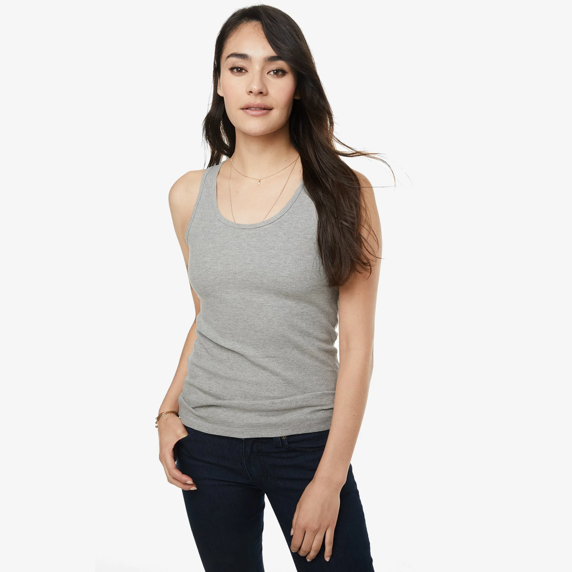 Women's Rib Tank - Heather Grey, XS sold by American Giant