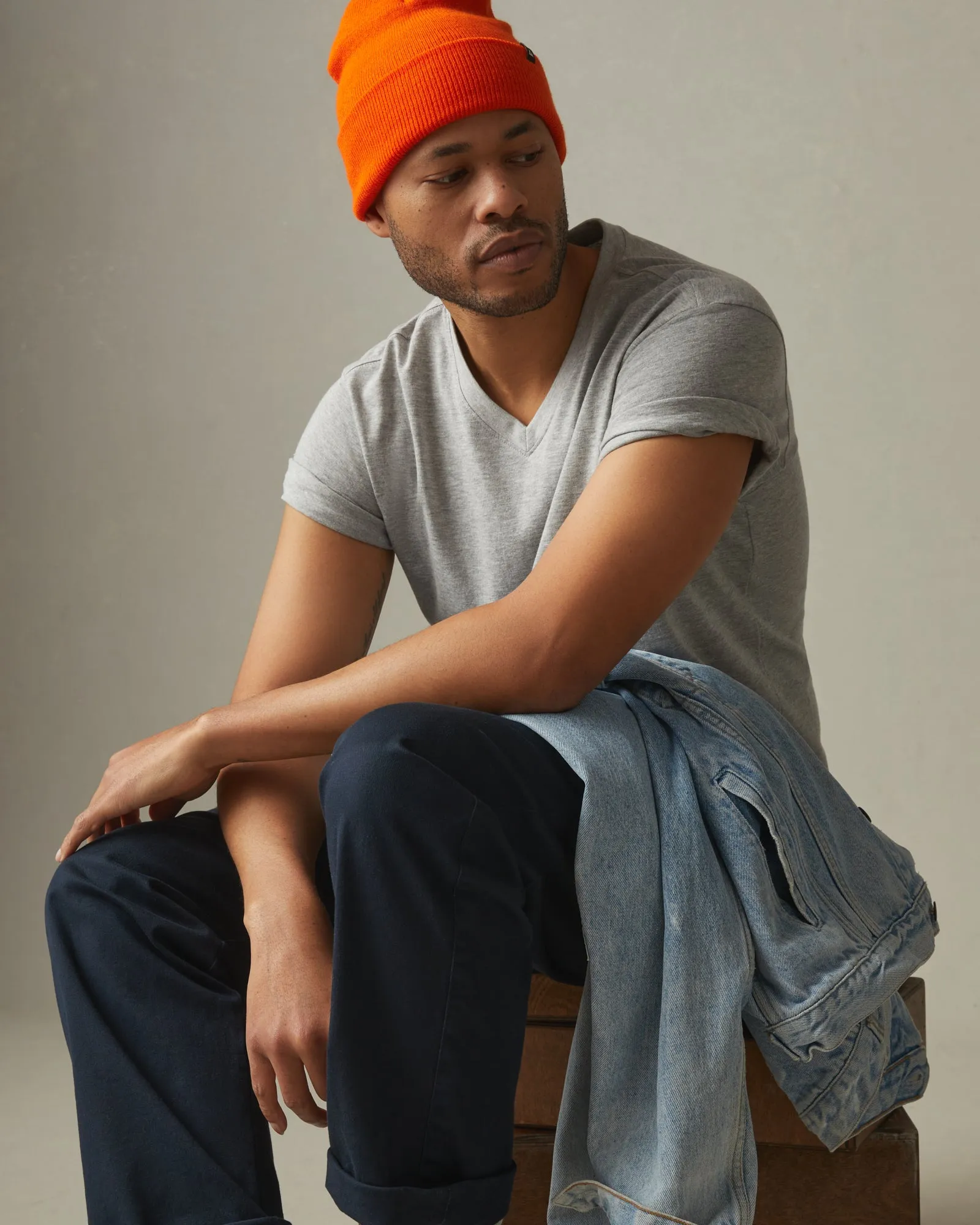 Classic Cotton V-neck Tee - Athletic Heather sold by American Giant product image thumbnail 4