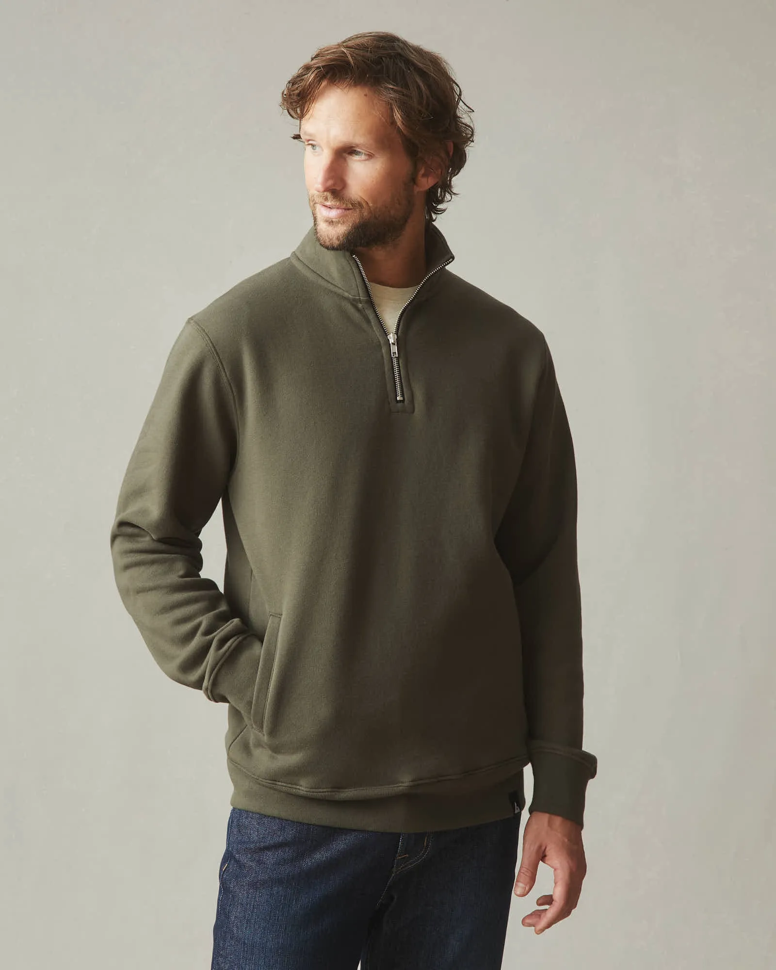Men's Carolina Quarter Zip - Deep Olive sold by American Giant product image thumbnail 3
