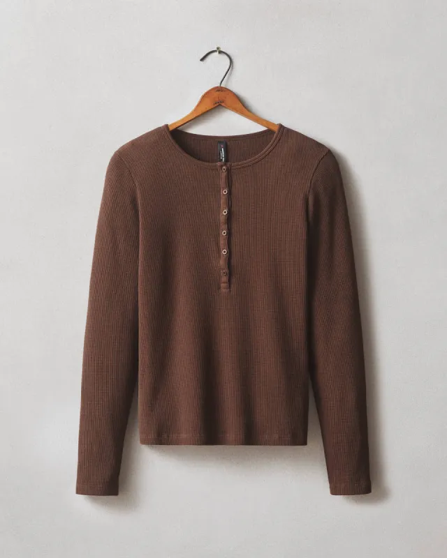 Women's Thermal Henley - Chicory Coffee made by American Giant