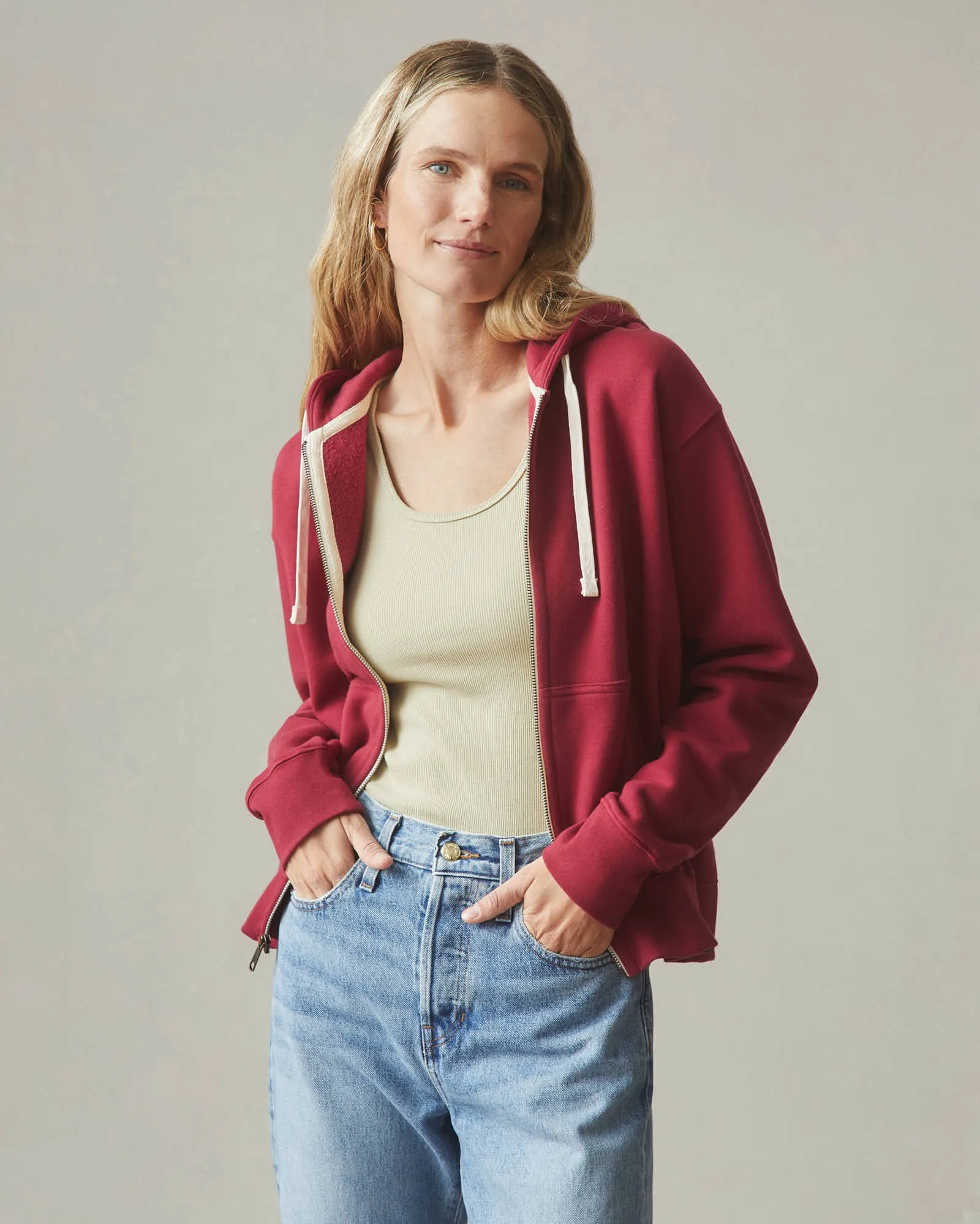 Women's Carolina Full Zip - Tibetan Red sold by American Giant product image thumbnail 2