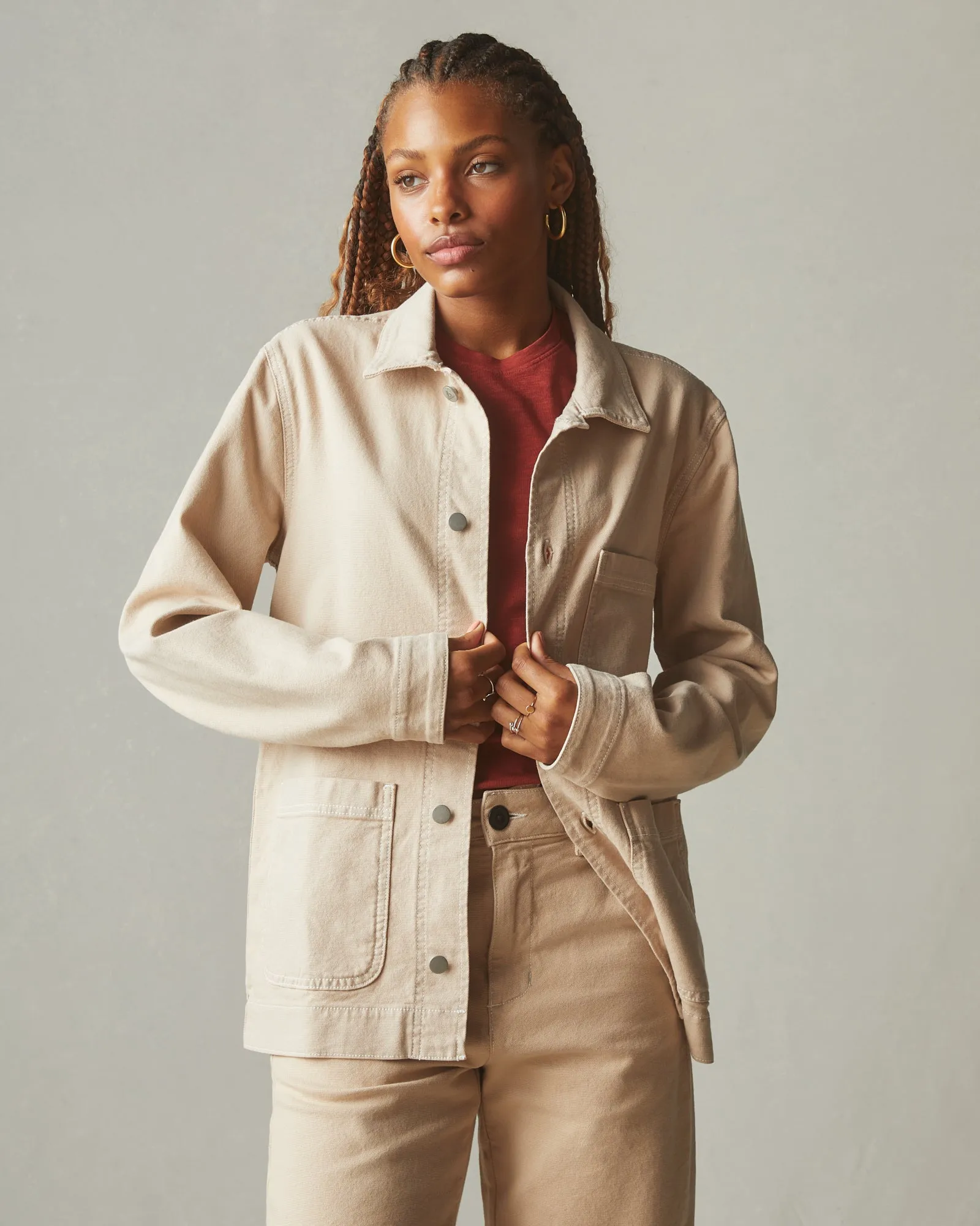 Unisex Roughneck Chore Jacket - Contrast Stitch - Toasted Sesame sold by American Giant product image thumbnail 2