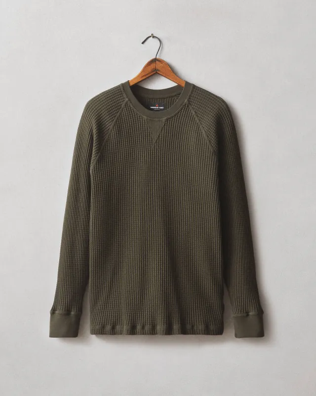 Waffle Long Sleeve Crew - Deep Olive sold by American Giant
