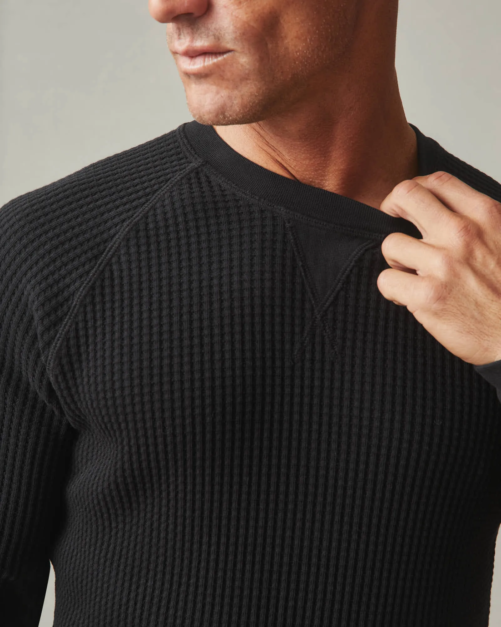 Waffle Long Sleeve Crew - Black sold by American Giant product image thumbnail 4