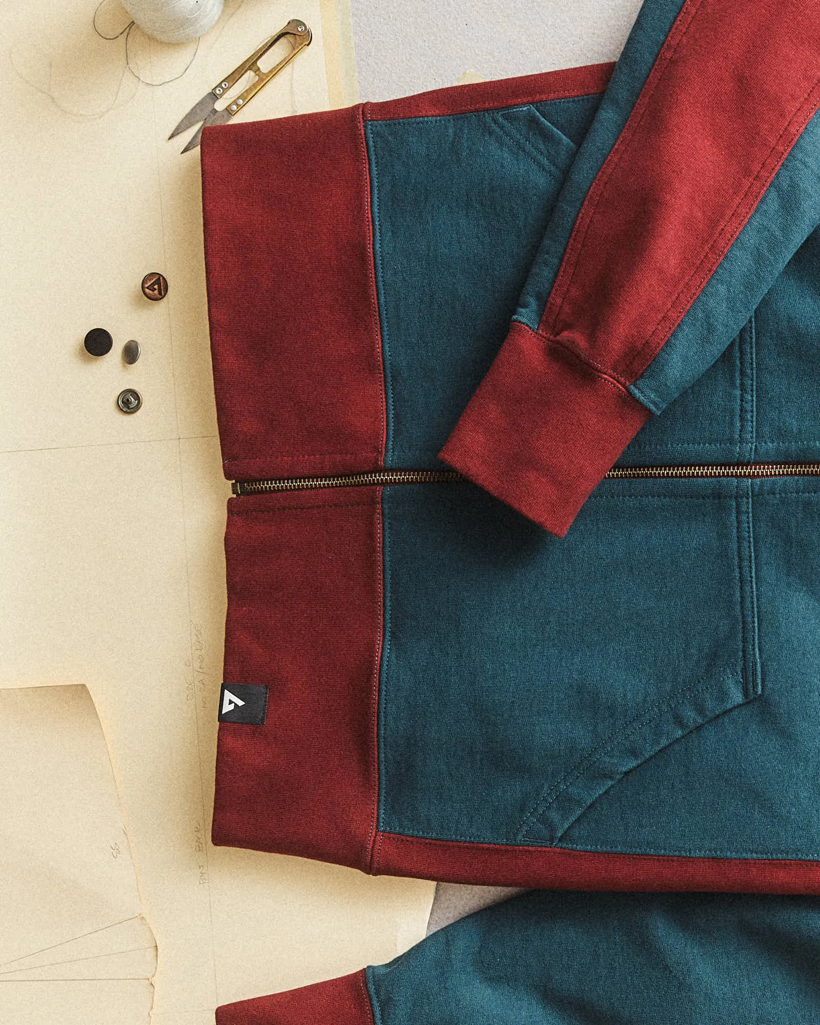 Classic Full Zip - 2024 Vault Collection - Blue Mountain/Oxblood sold by American Giant product image thumbnail 2