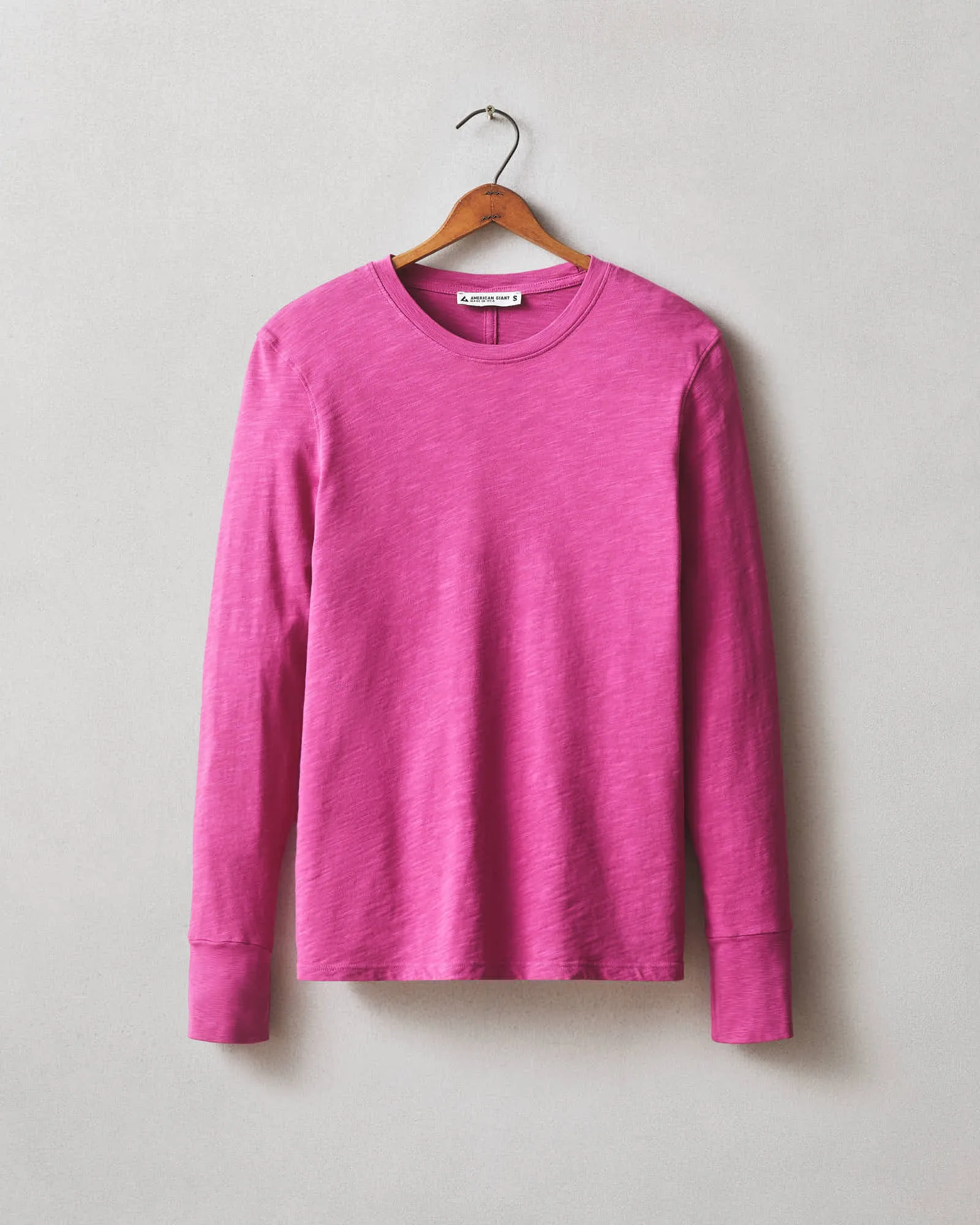 Premium Slub Crew Tee Long Sleeve - Festive Fuchsia sold by American Giant product image thumbnail 5