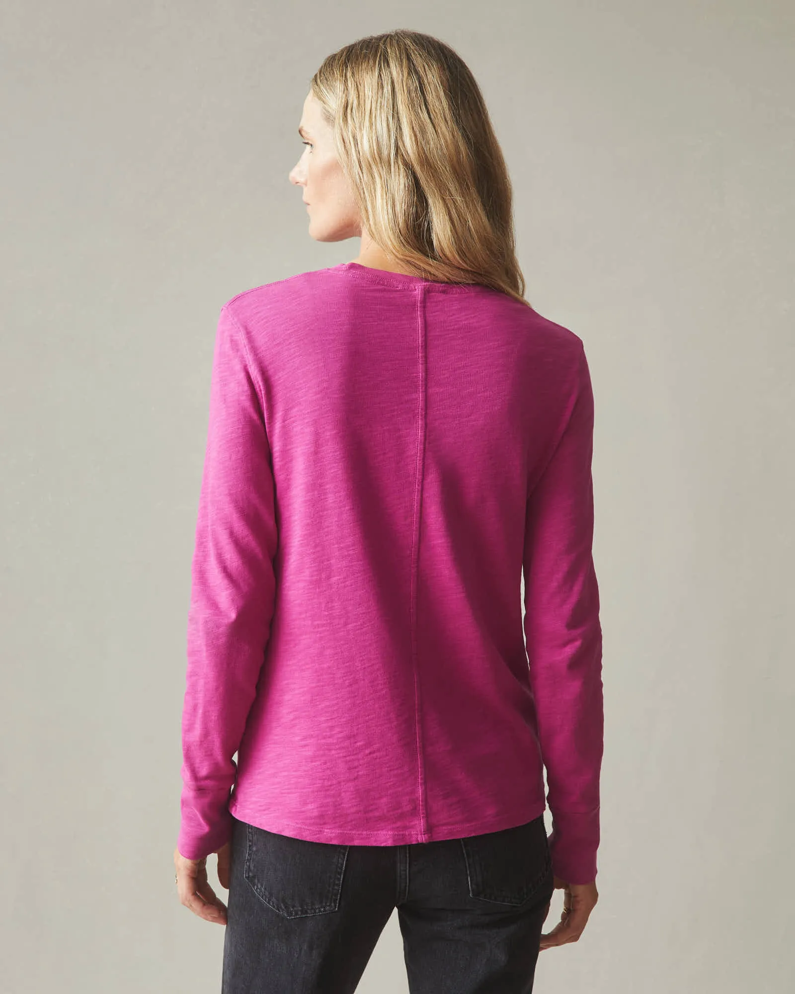 Premium Slub Crew Tee Long Sleeve - Festive Fuchsia sold by American Giant product image thumbnail 3