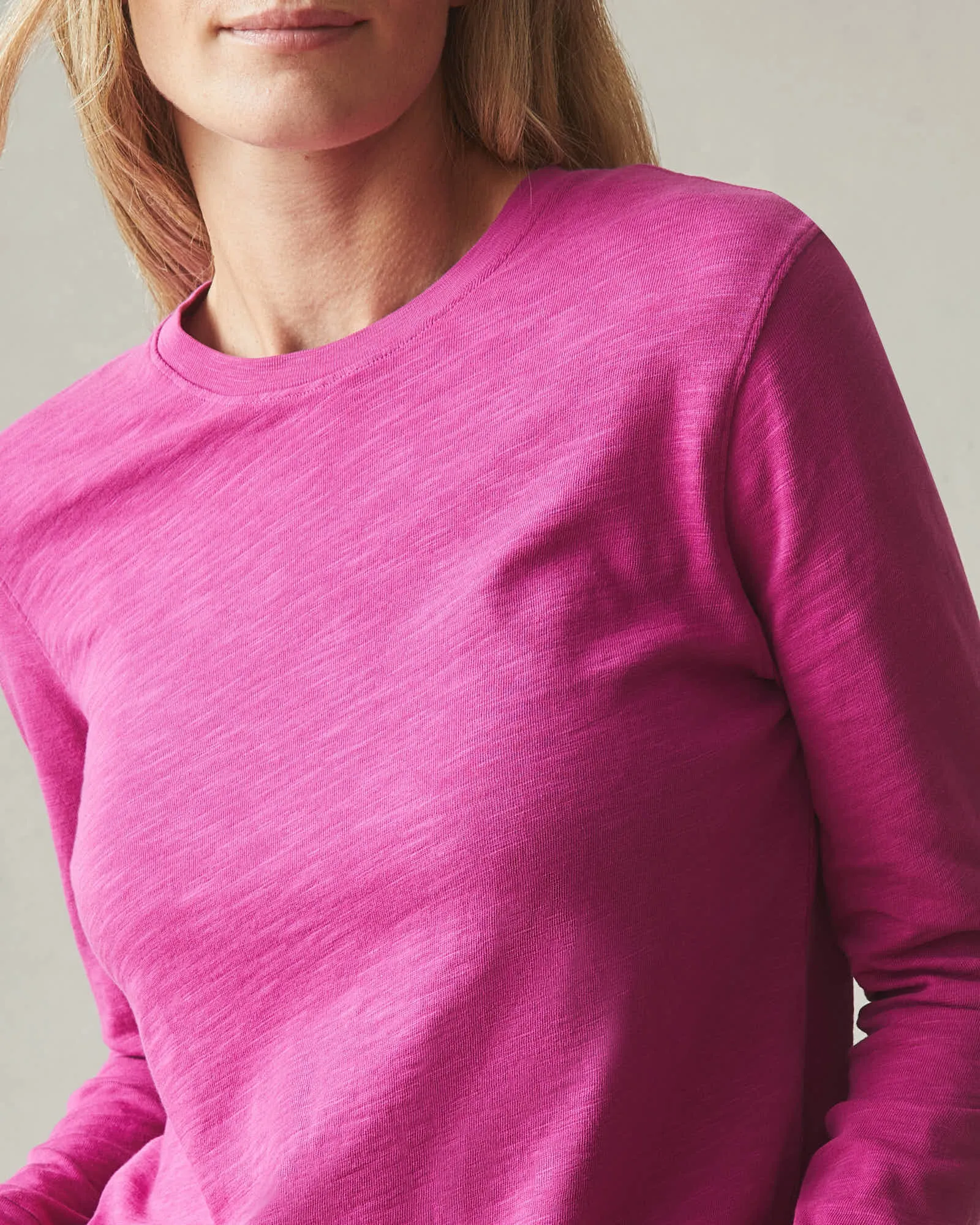 Premium Slub Crew Tee Long Sleeve - Festive Fuchsia sold by American Giant product image thumbnail 2