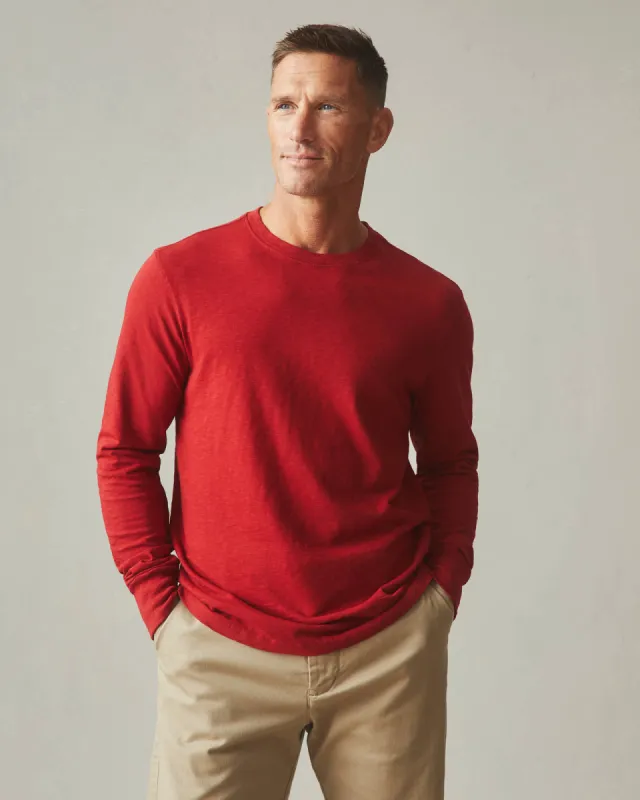 Men's Premium Slub Crew Long Sleeve Tee - Real Red sold by American Giant
