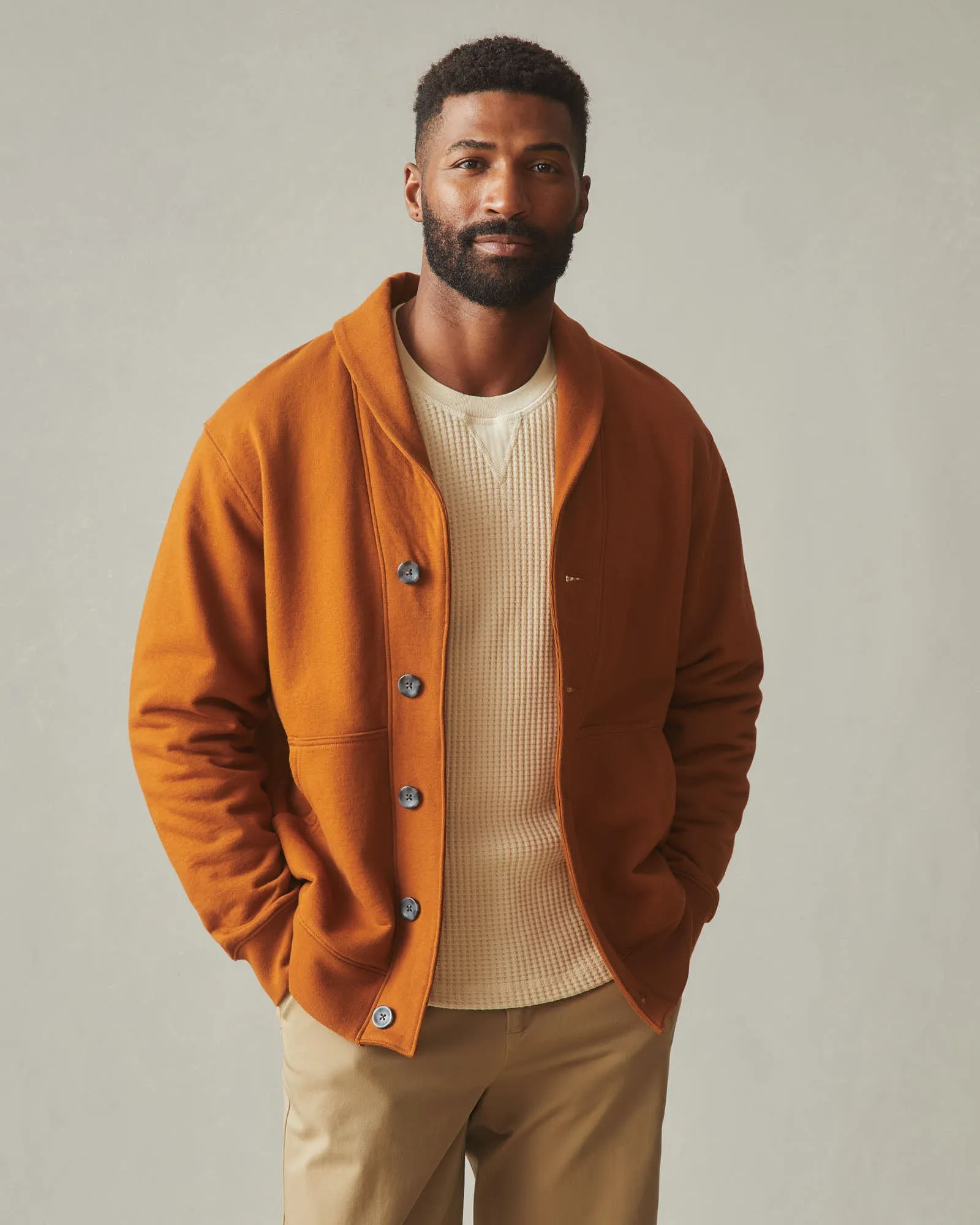 Shawl Collar Cardigan - Caramel Cafe sold by American Giant