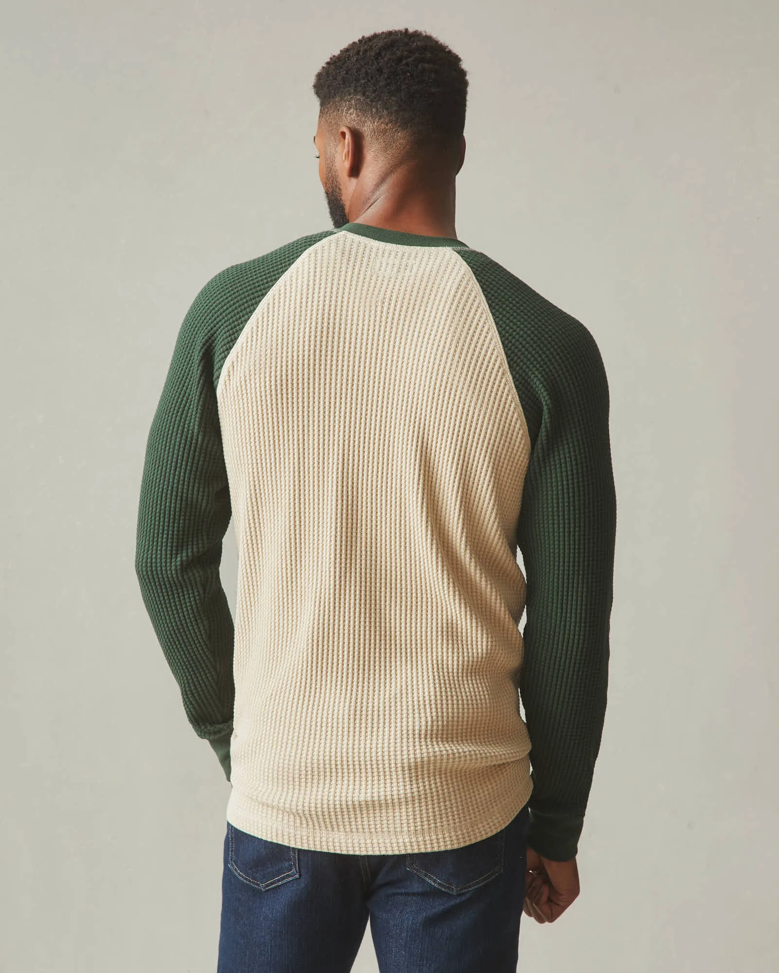 Men's Waffle Long Sleeve Henley Colorblock - Pale Khaki sold by American Giant product image thumbnail 2