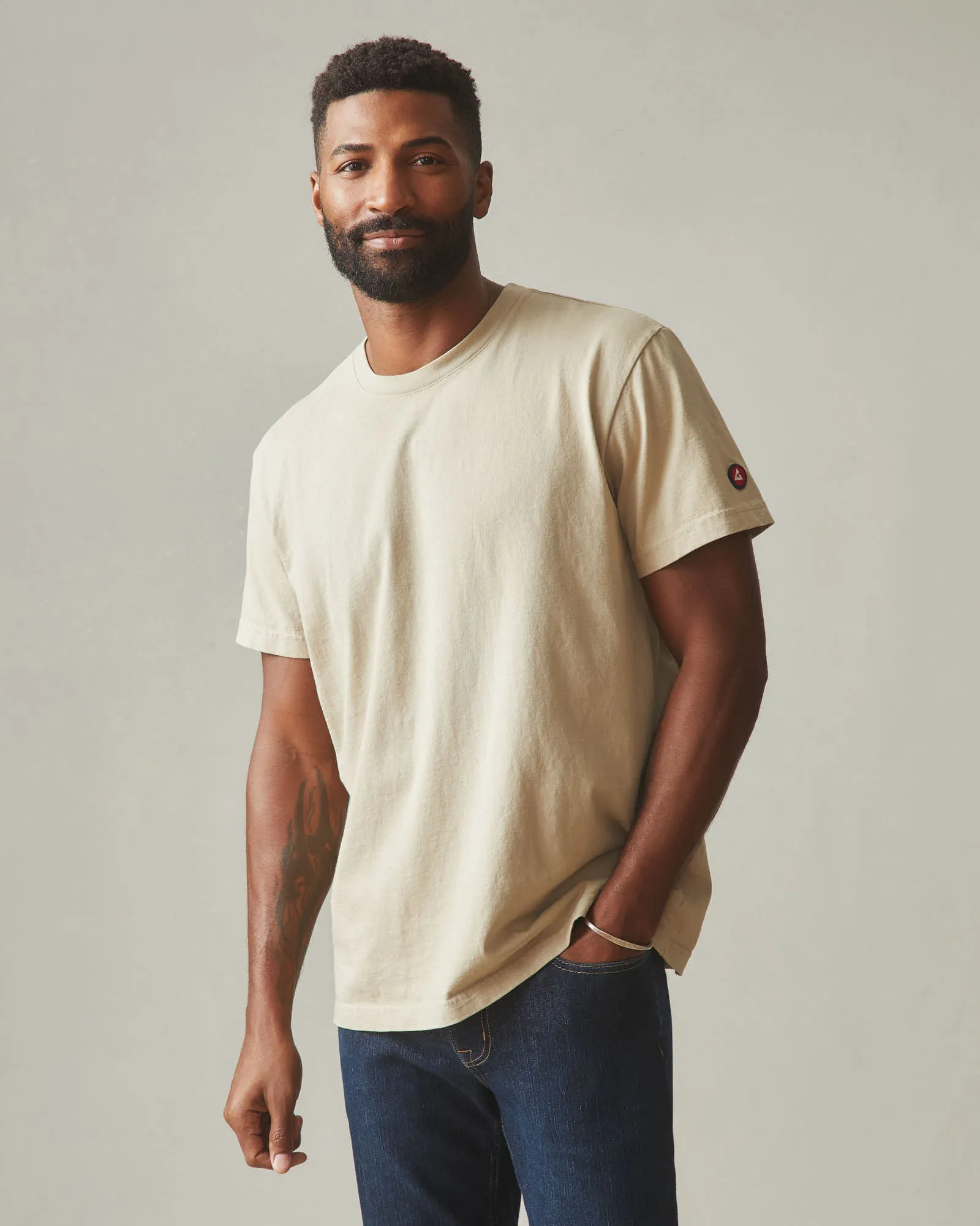 Men's Vintage Crew Tee - Washed Lemon Pepper sold by American Giant