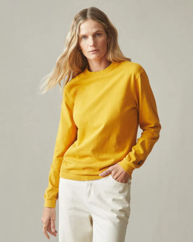 Women's Vintage Crew Long Sleeve Tee - Washed Golden Yellow sold by American Giant