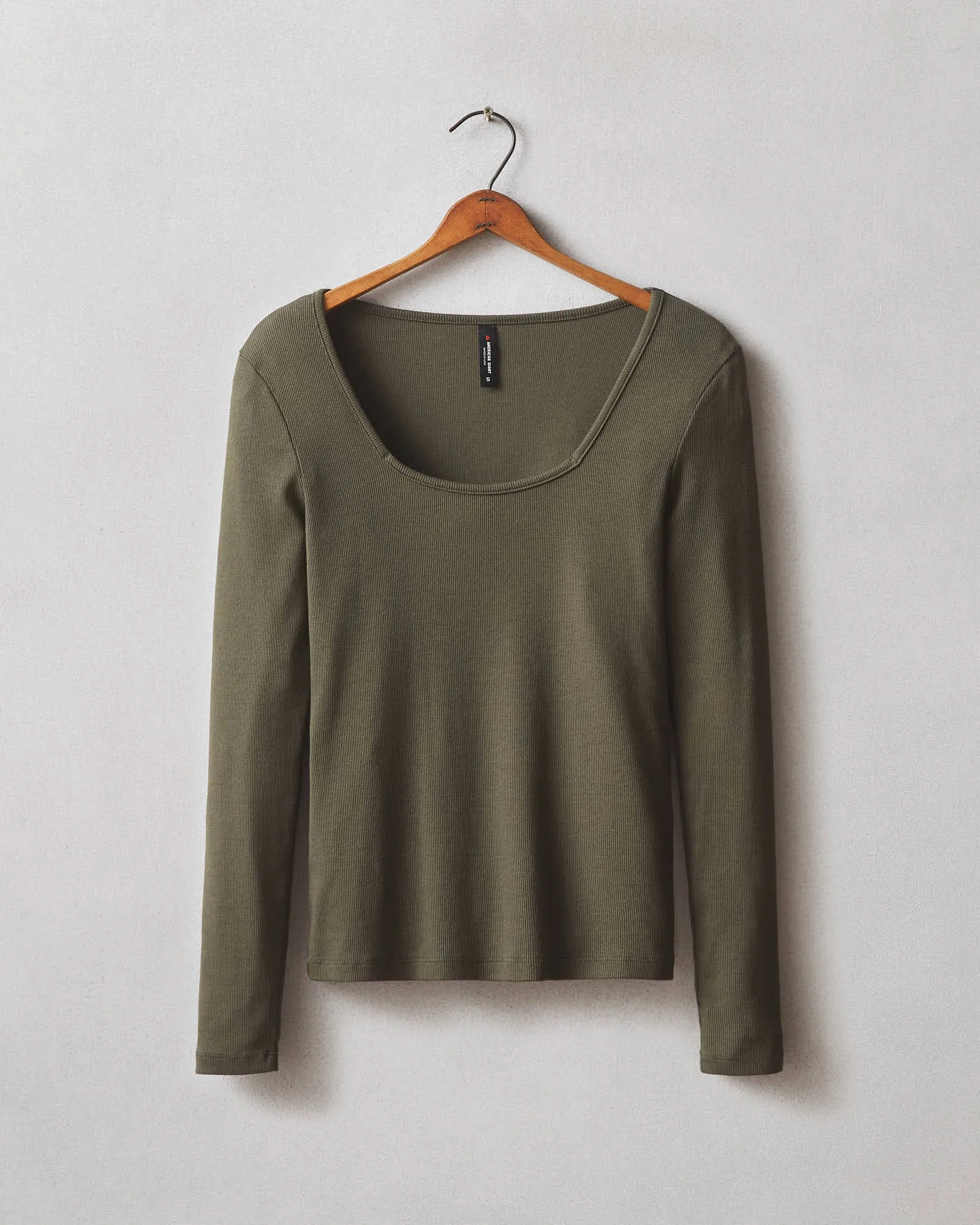 Women's Luxe Rib Square Neck Long Sleeve - Deep Olive sold by American Giant product image thumbnail 5