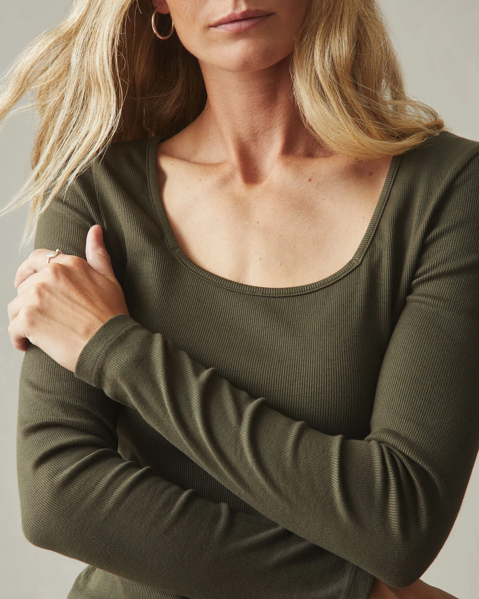 Women's Luxe Rib Square Neck Long Sleeve - Deep Olive sold by American Giant product image thumbnail 2