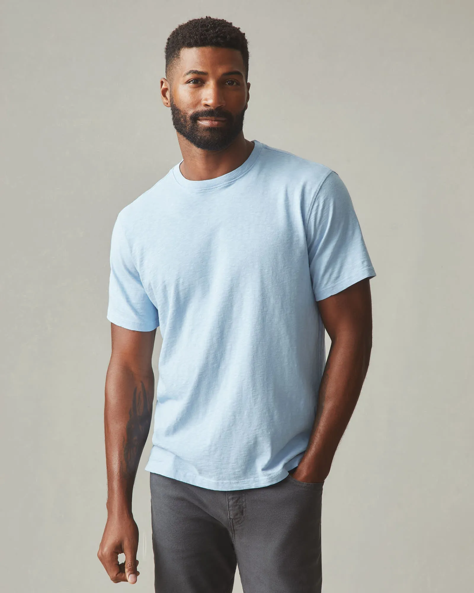 Men's Premium Slub Crew Tee - Powder Blue sold by American Giant