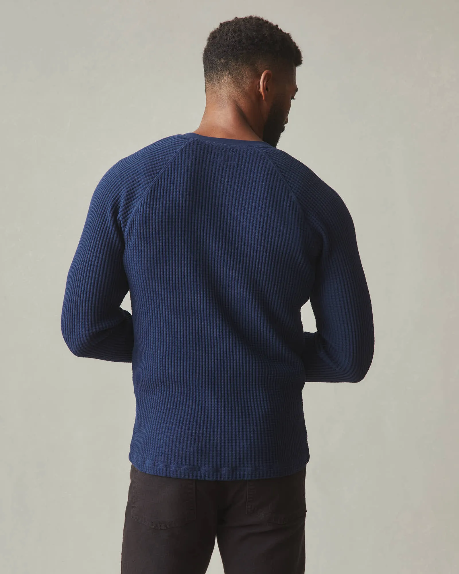 Men's Waffle Long Sleeve Henley - Pageant Blue sold by American Giant product image thumbnail 4