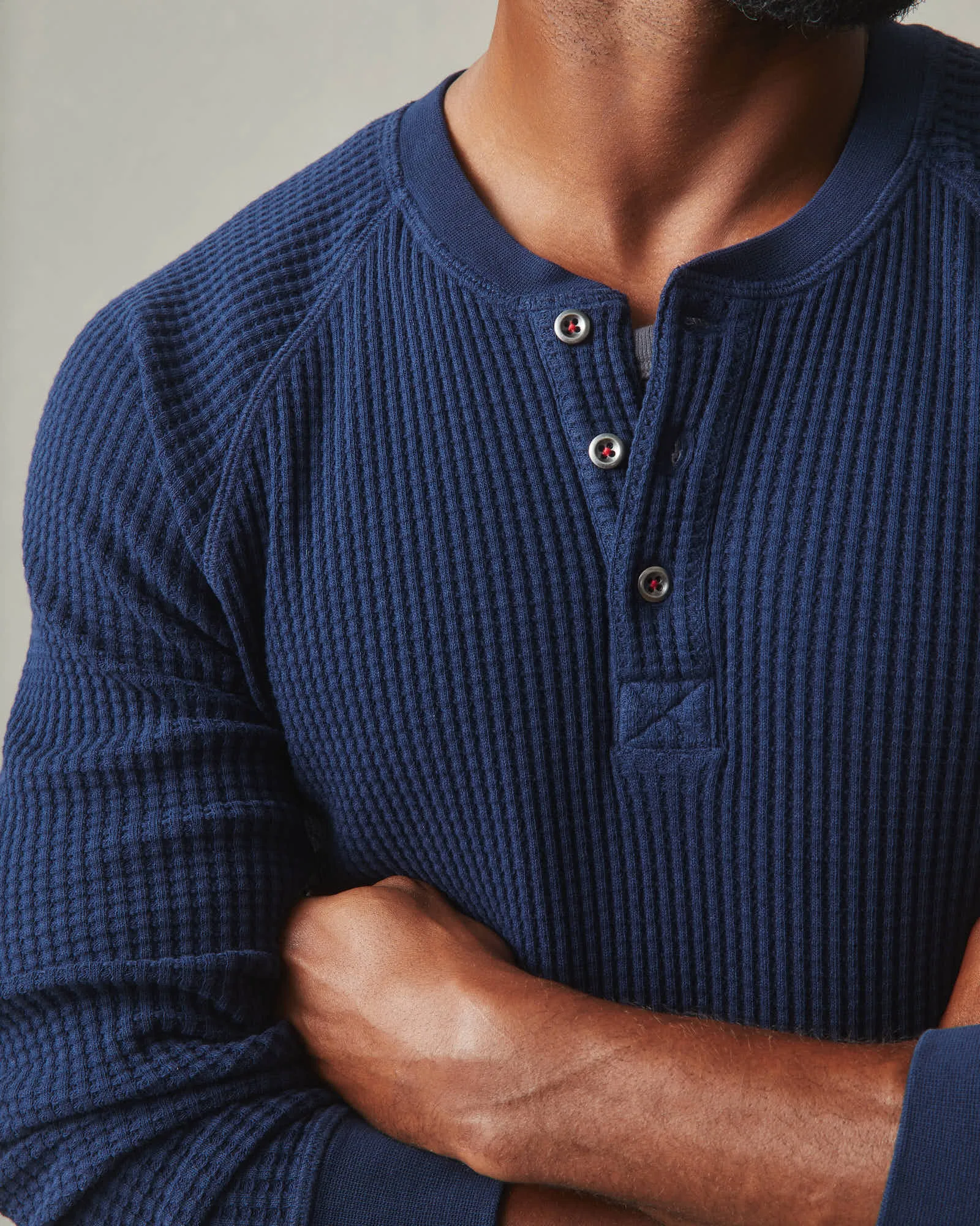 Men's Waffle Long Sleeve Henley - Pageant Blue sold by American Giant product image thumbnail 2
