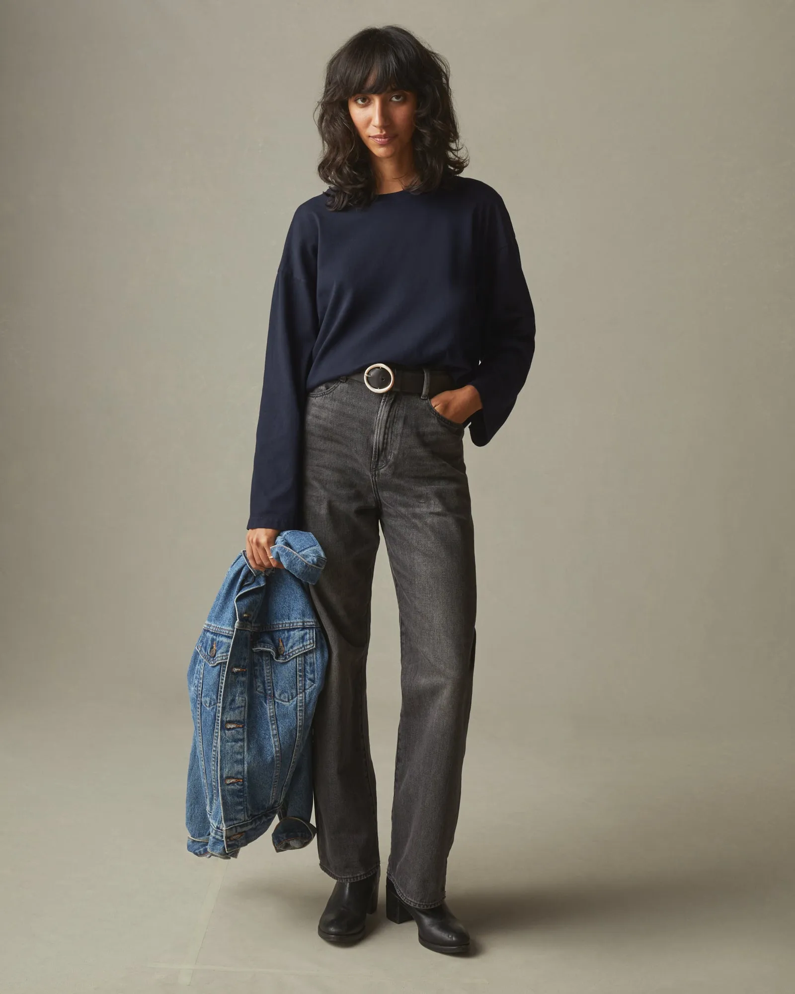 Women's Relaxed Cotton Long Sleeve Tee - Dress Navy sold by American Giant product image thumbnail 4